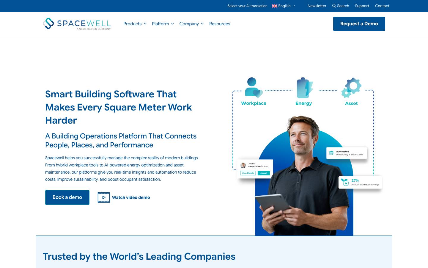 Spacewell's homepage, as read on Oct 2, 2026