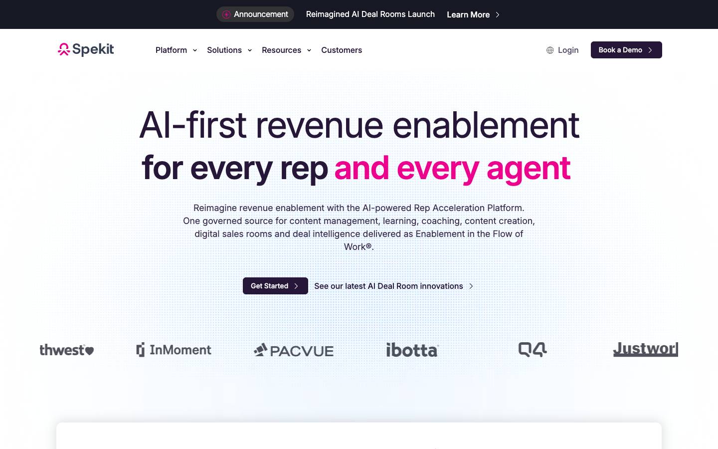 Spekit's homepage, as read on Oct 2, 2026