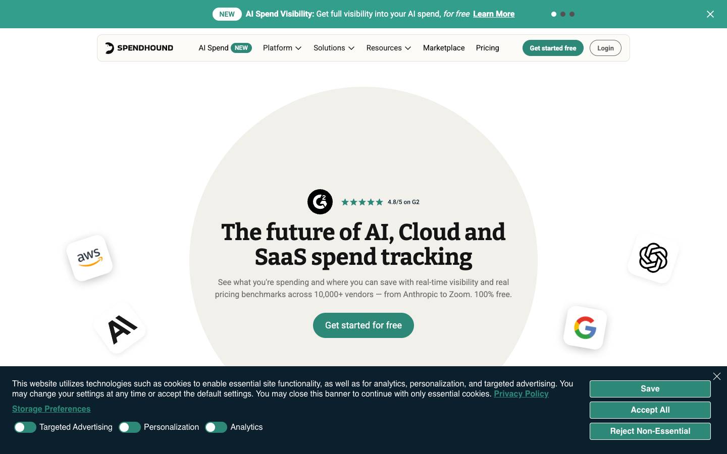 SpendHound's homepage, as read on Oct 2, 2026