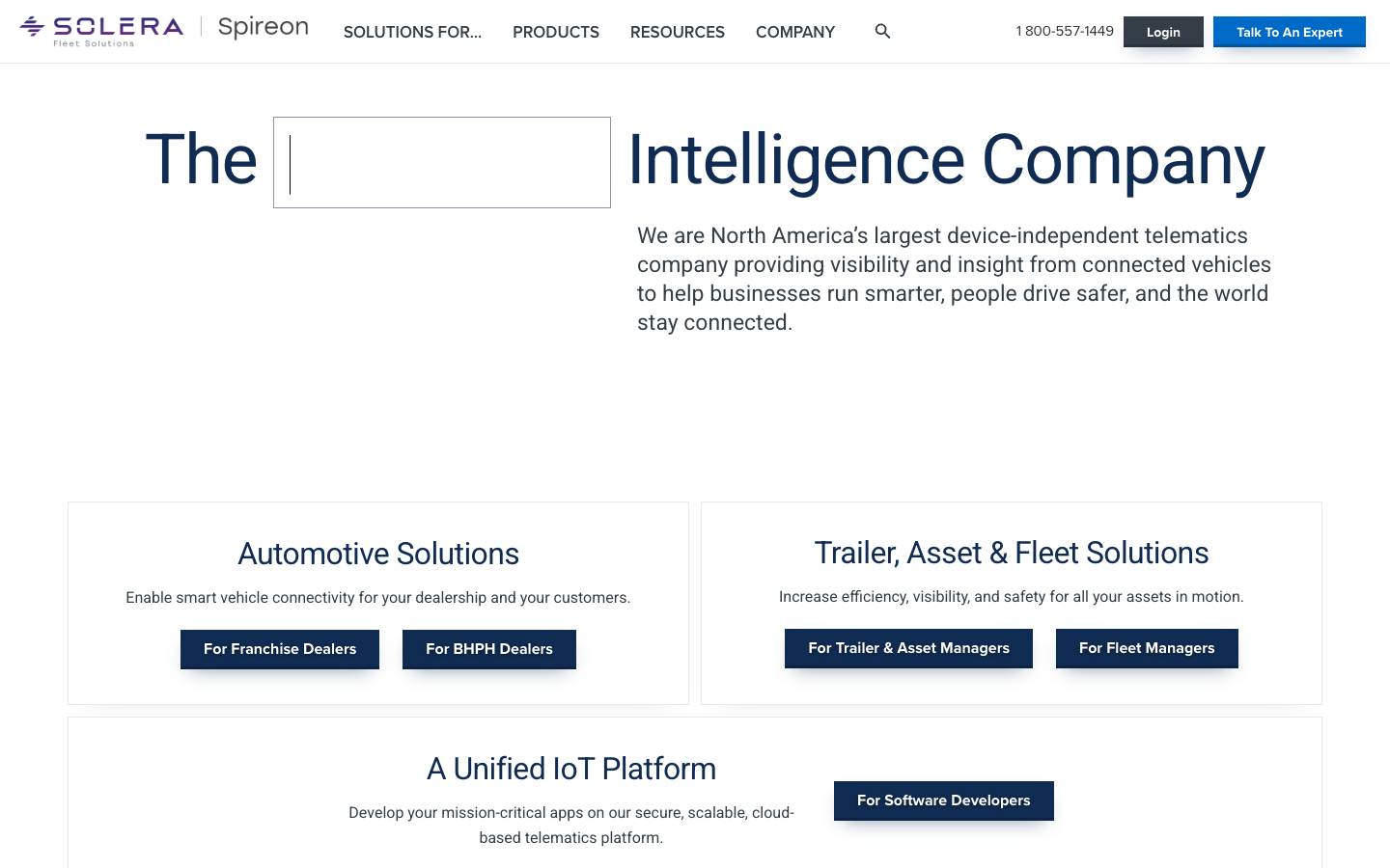 Spireon's homepage, as read on Oct 2, 2026