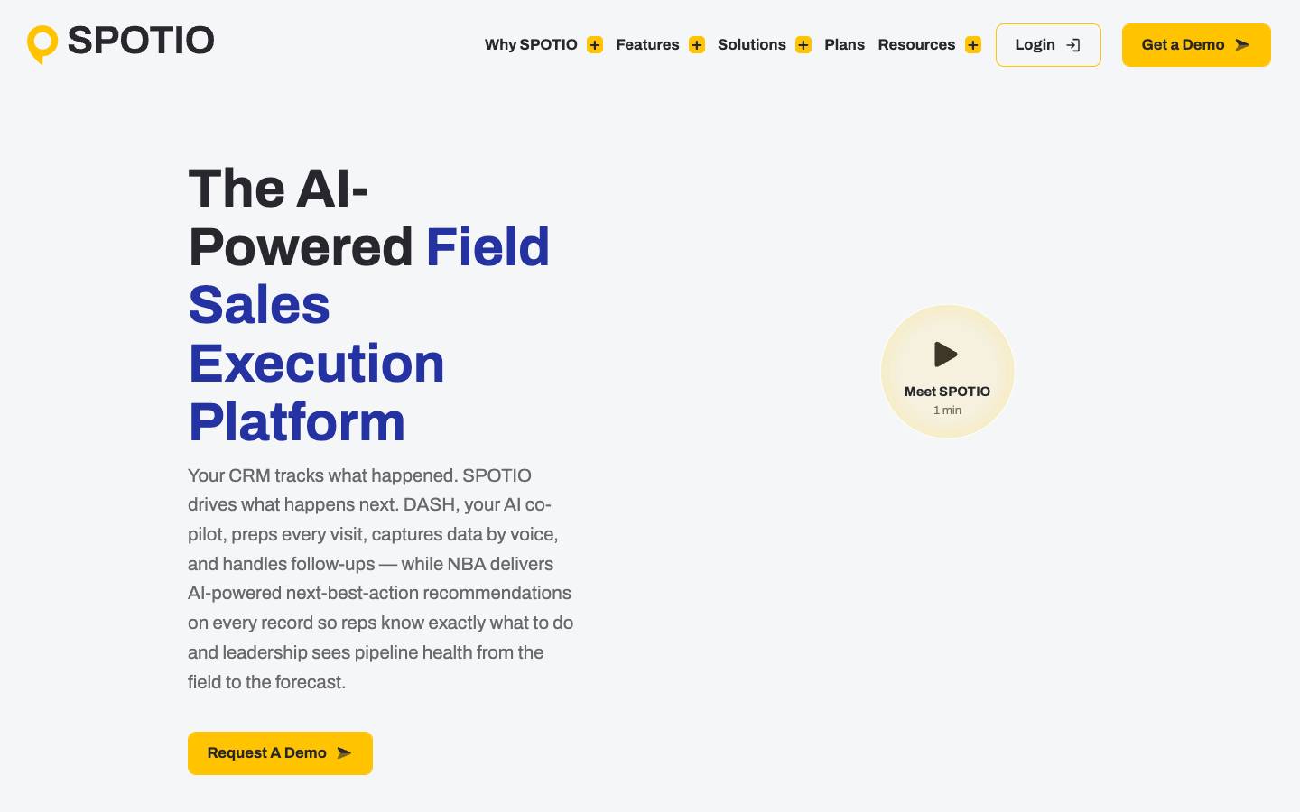 SPOTIO's homepage, as read on Oct 2, 2026