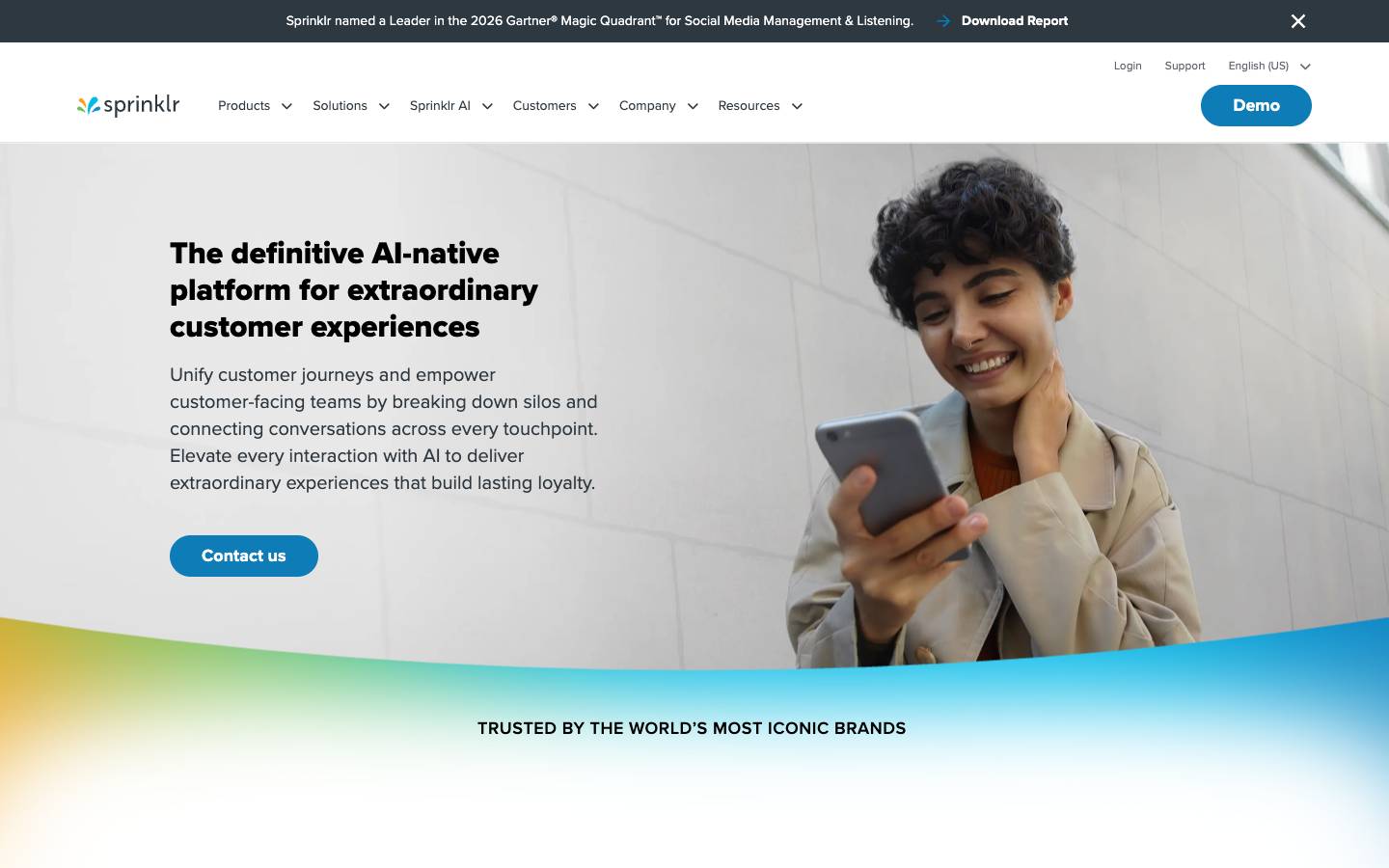 Sprinklr's homepage, as read on Oct 2, 2026