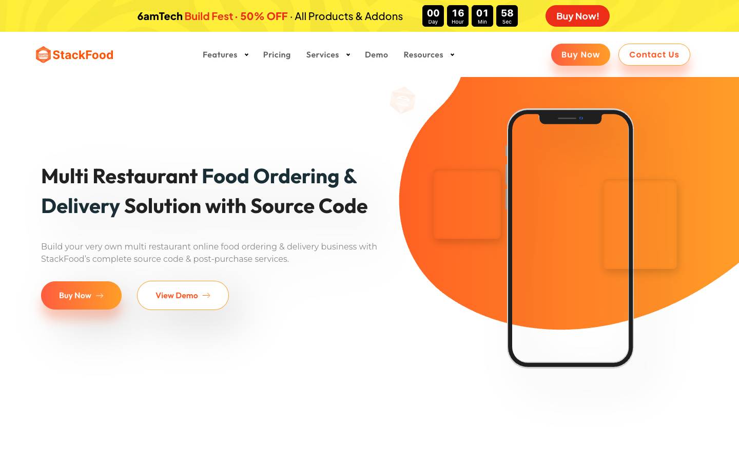 StackFood's homepage, as read on Oct 2, 2026