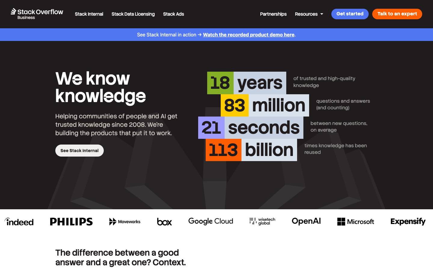Stackoverflow for Teams's homepage, as read on Oct 2, 2026