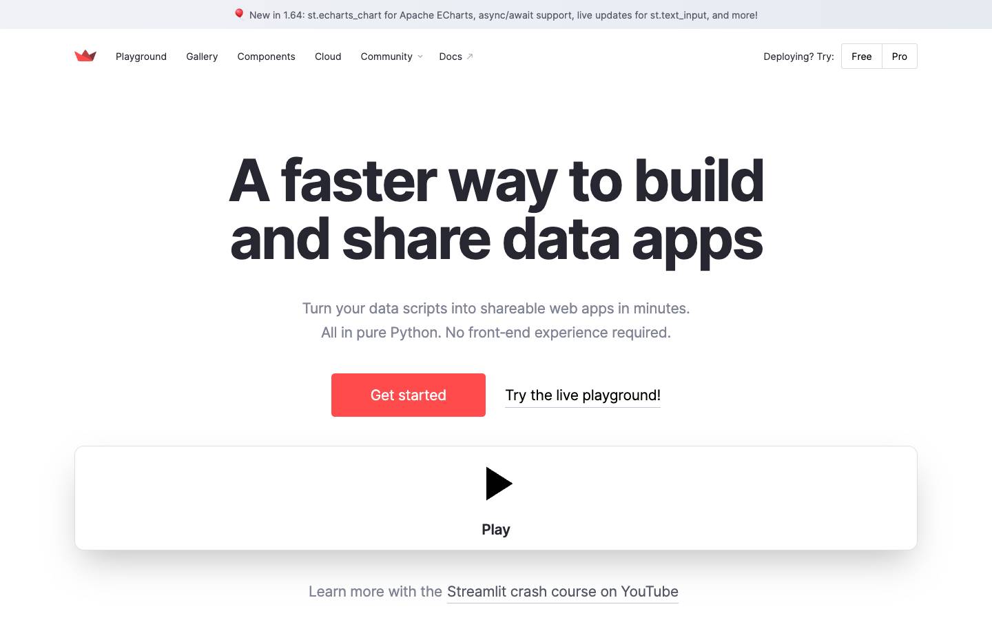 streamlit's homepage, as read on Oct 2, 2026
