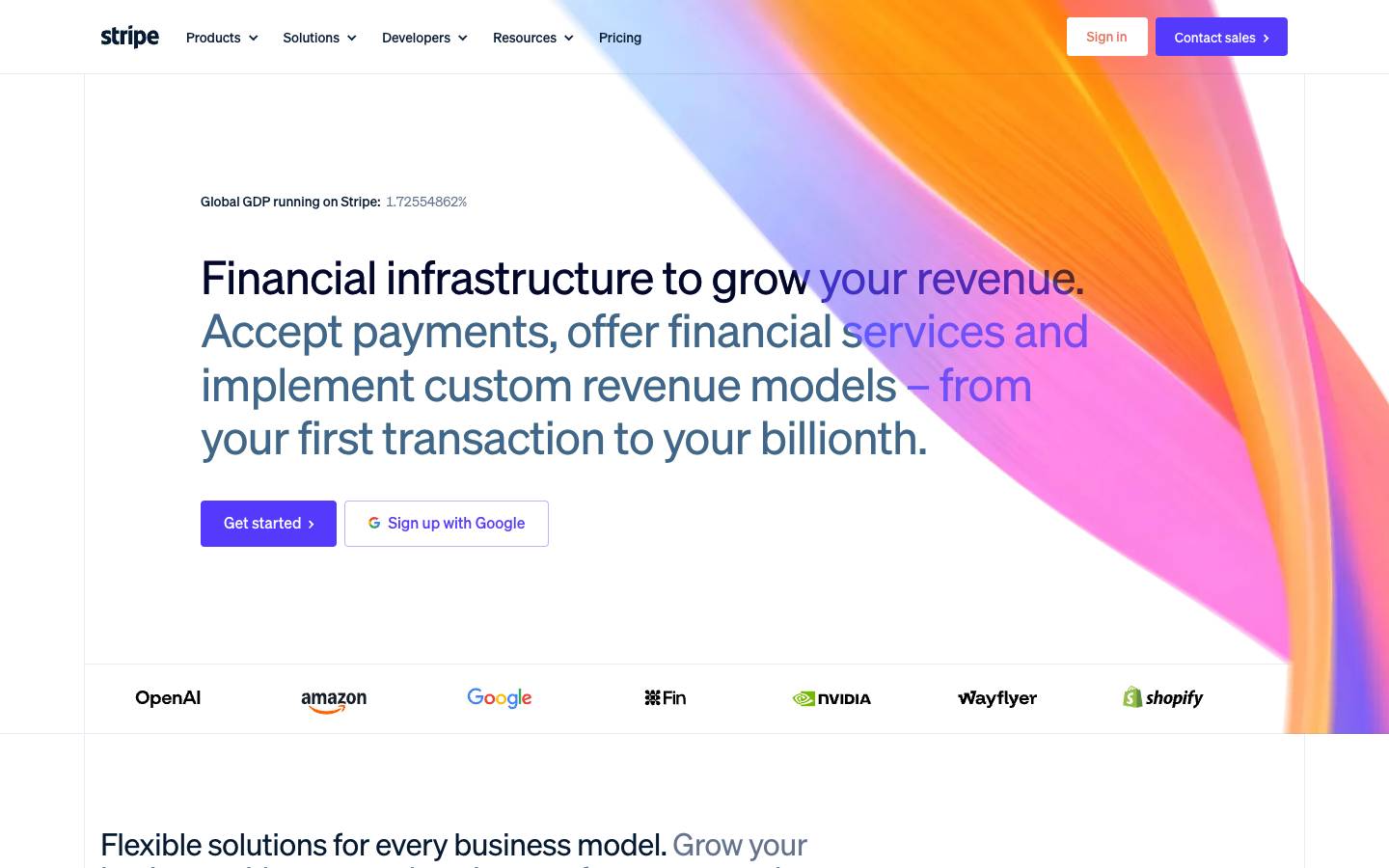 Stripe's homepage, as read on Oct 6, 2026