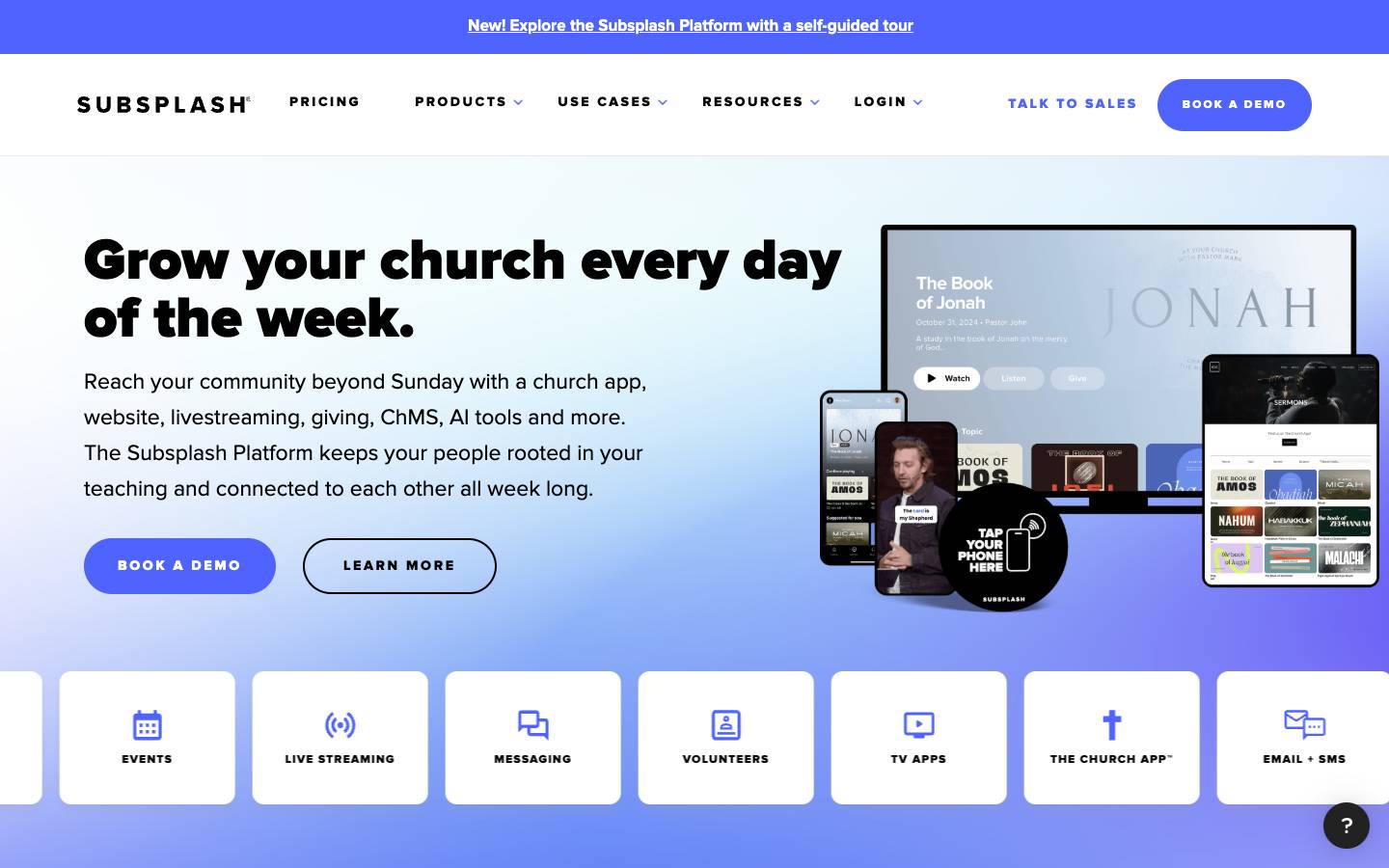 Subsplash's homepage, as read on Oct 2, 2026