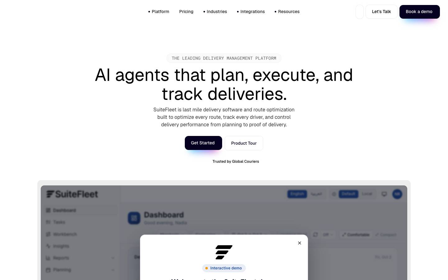 SuiteFleet's homepage, as read on Oct 2, 2026