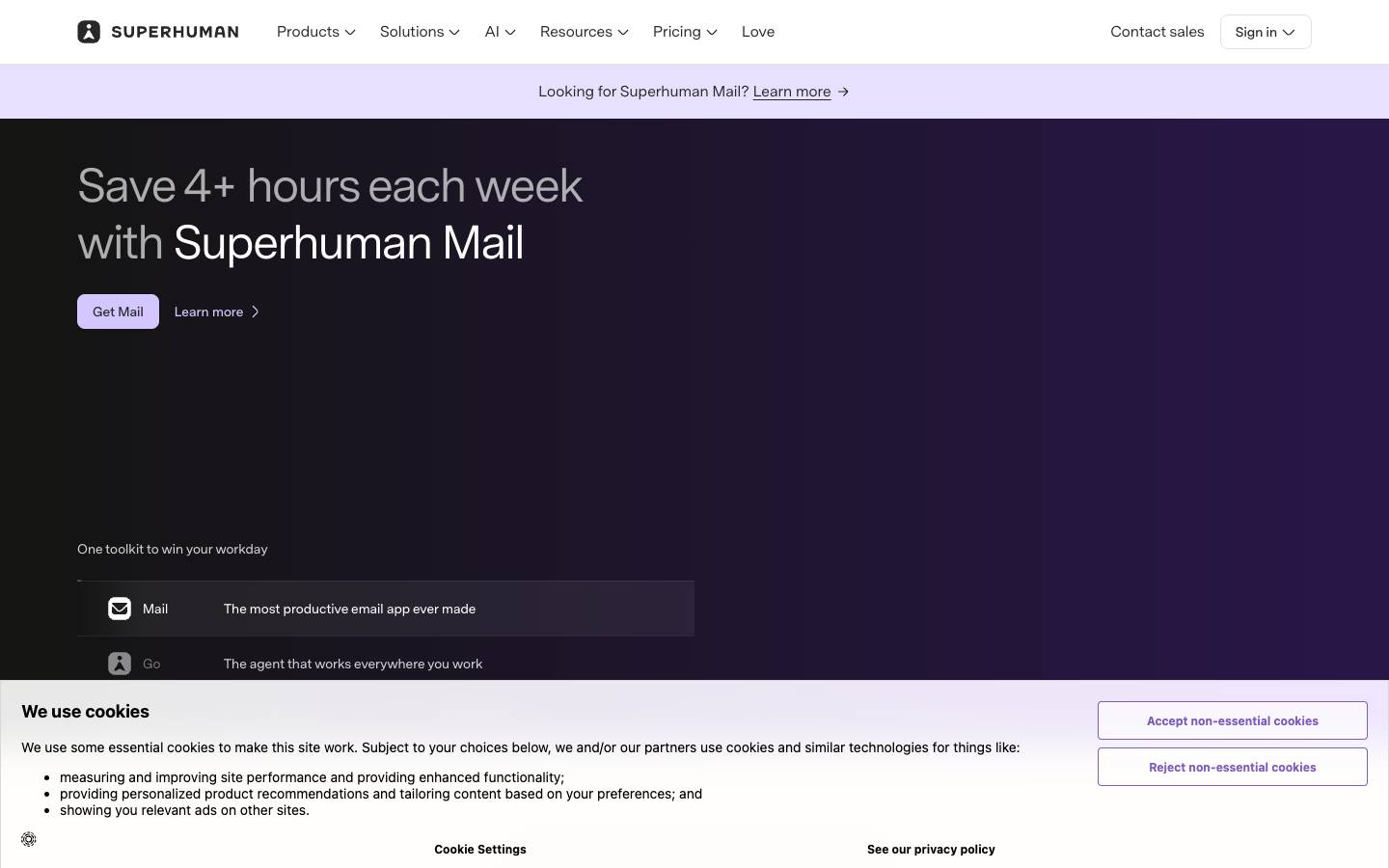 Superhuman's homepage, as read on Oct 2, 2026