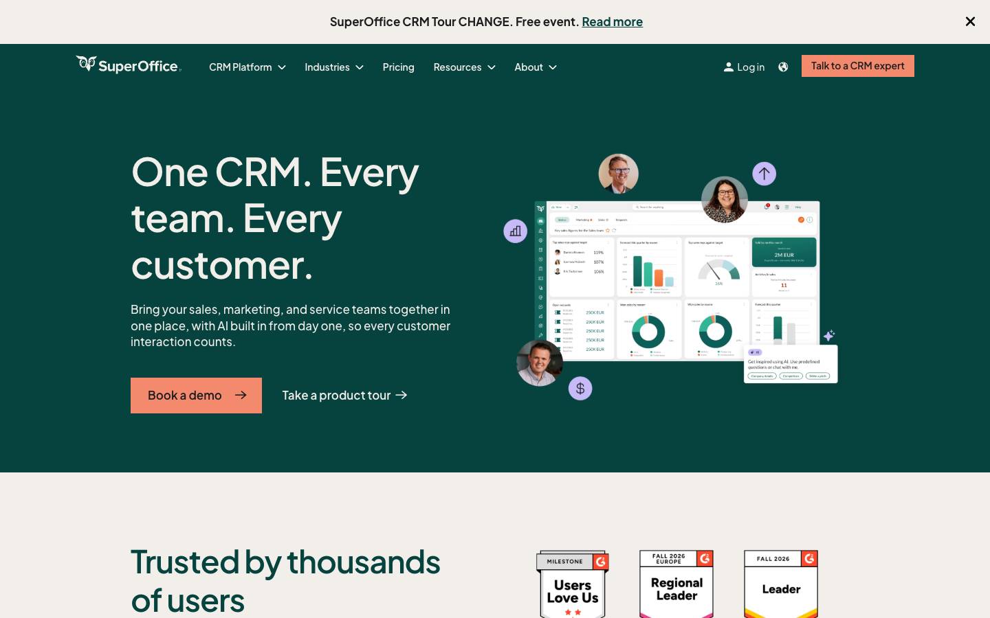 SuperOffice's homepage, as read on Oct 2, 2026