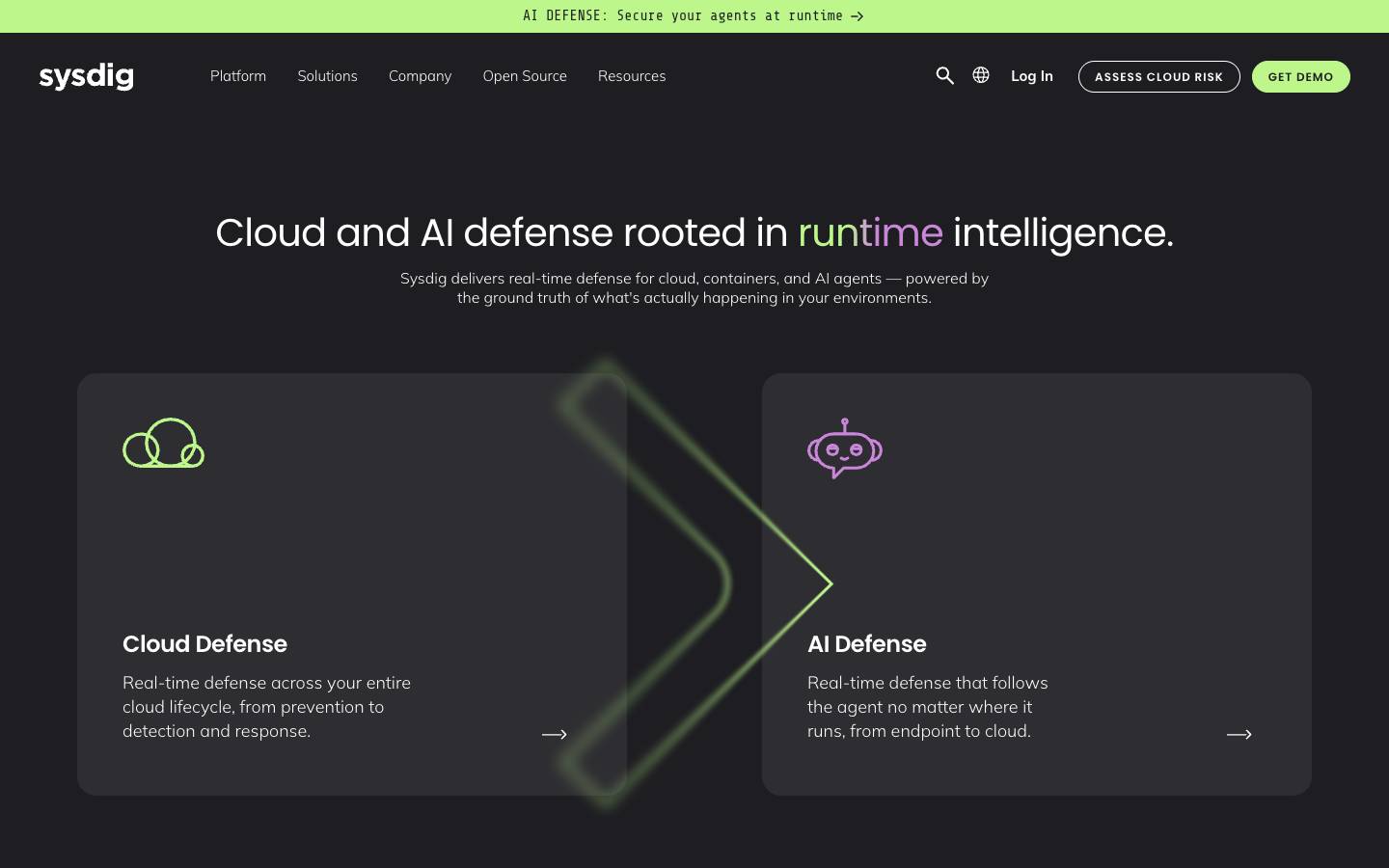 Sysdig's homepage, as read on Oct 2, 2026