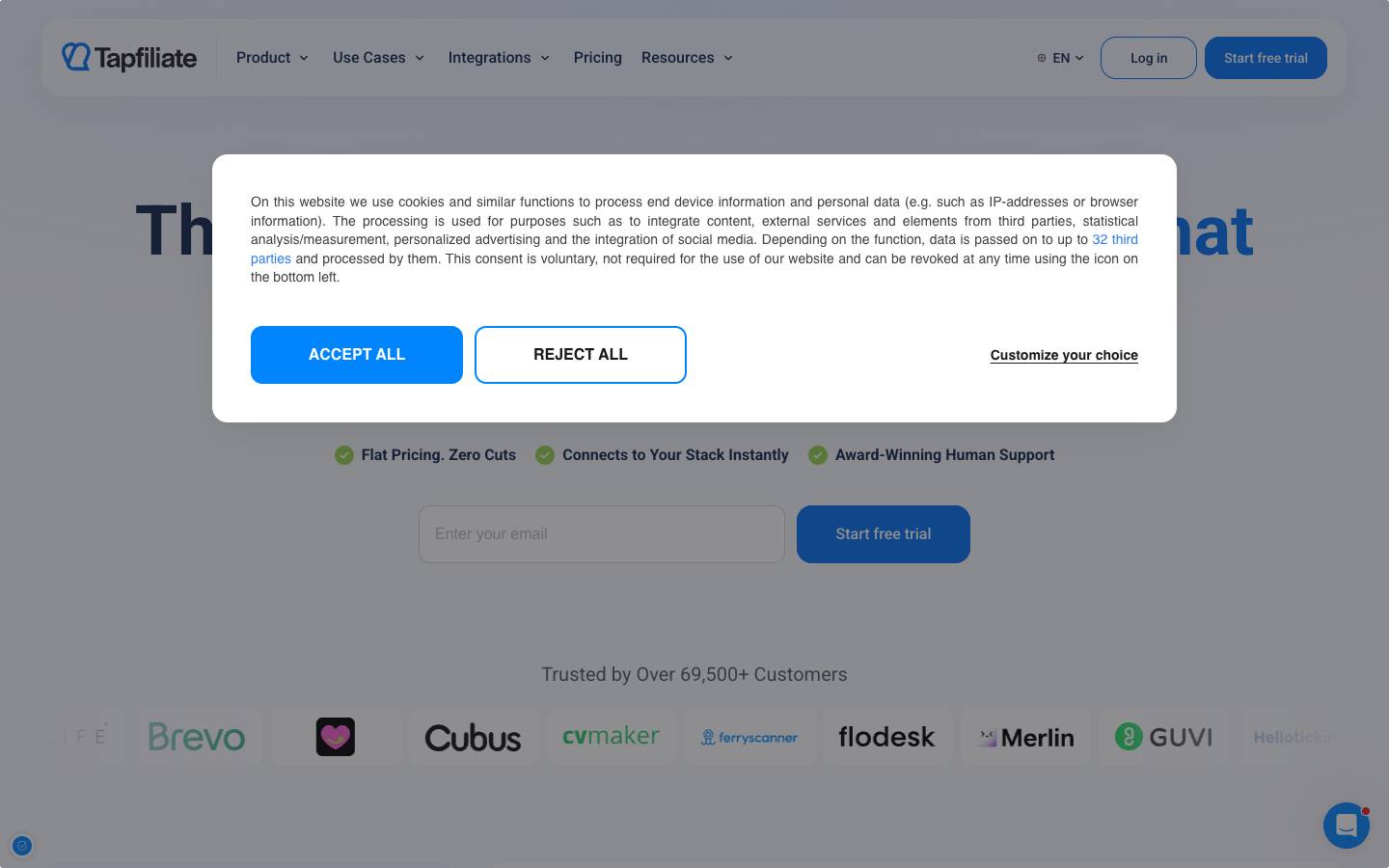 Tapfiliate's homepage, as read on Oct 2, 2026
