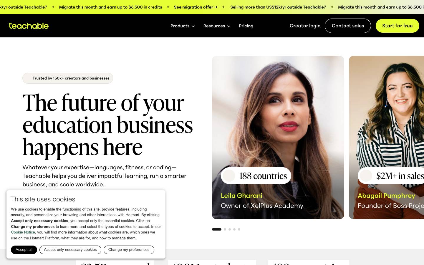 Teachable's homepage, as read on Oct 2, 2026