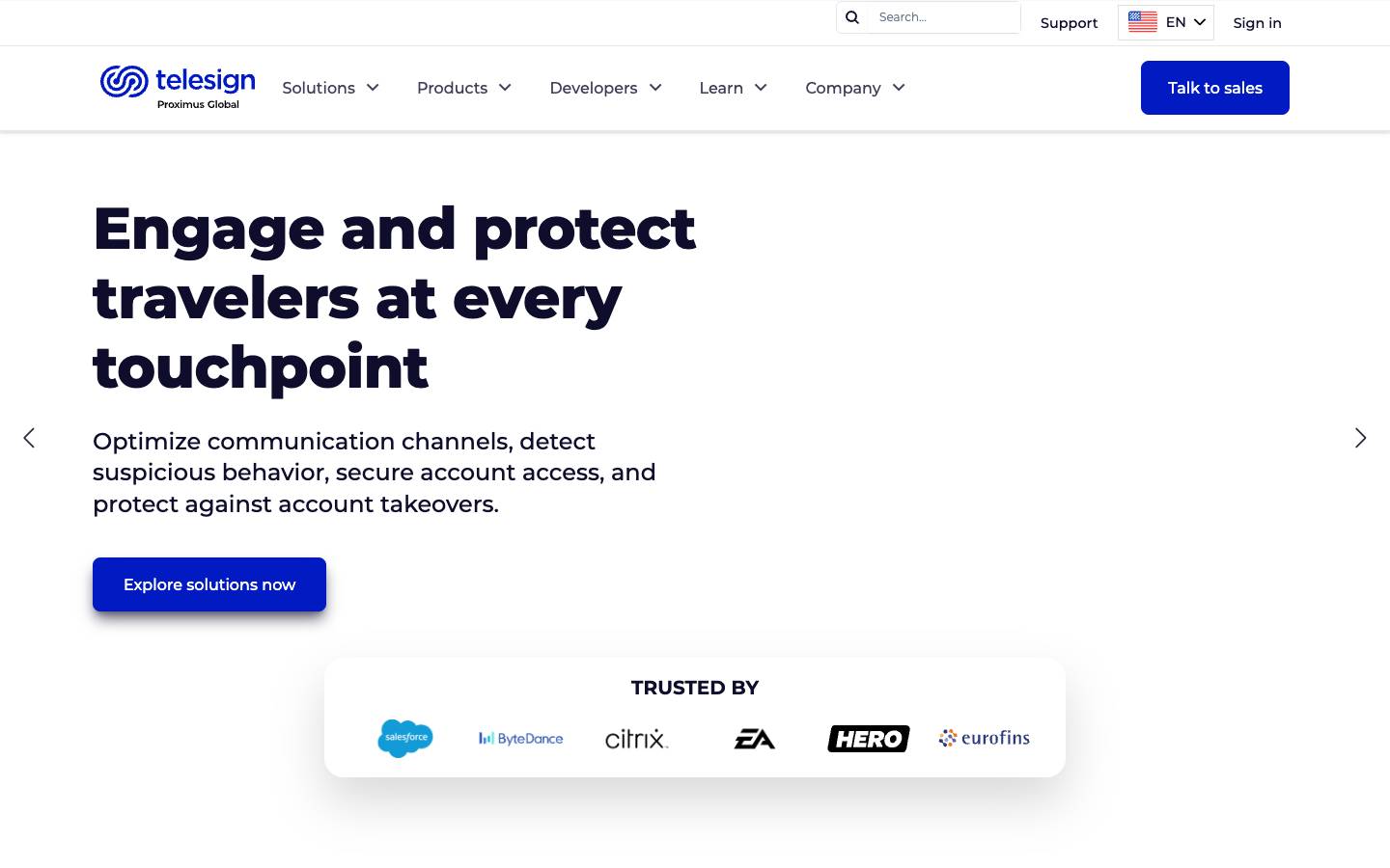 TeleSign's homepage, as read on Oct 2, 2026