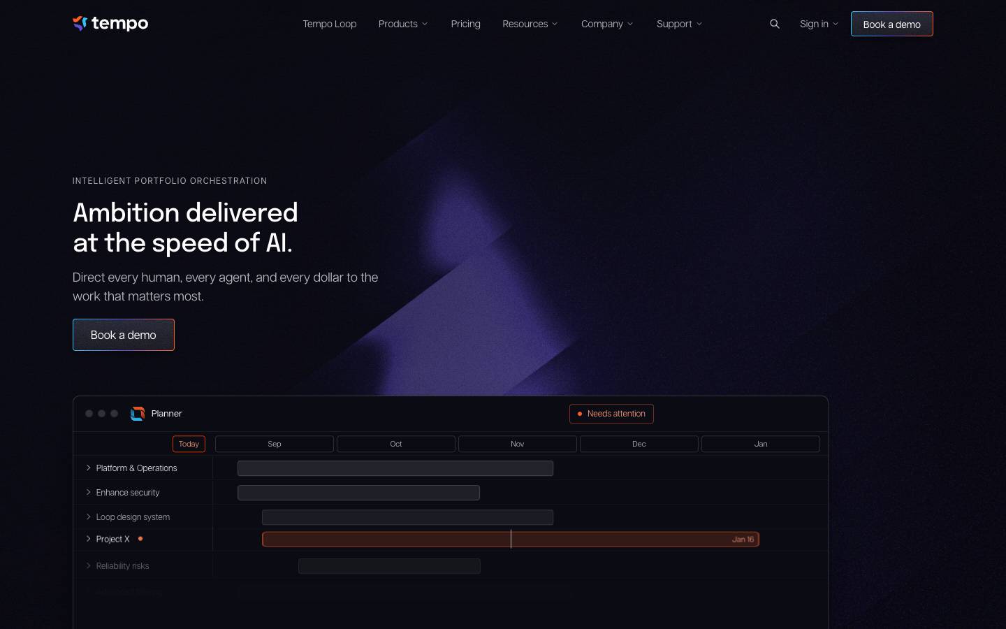 Tempo's homepage, as read on Oct 2, 2026
