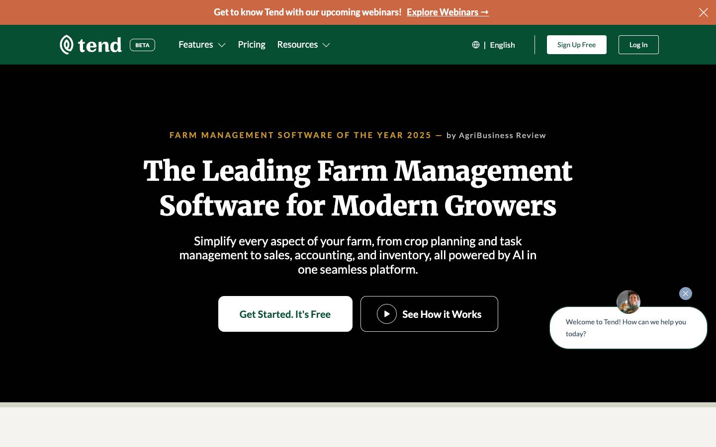 Tend's homepage, as read on Oct 2, 2026