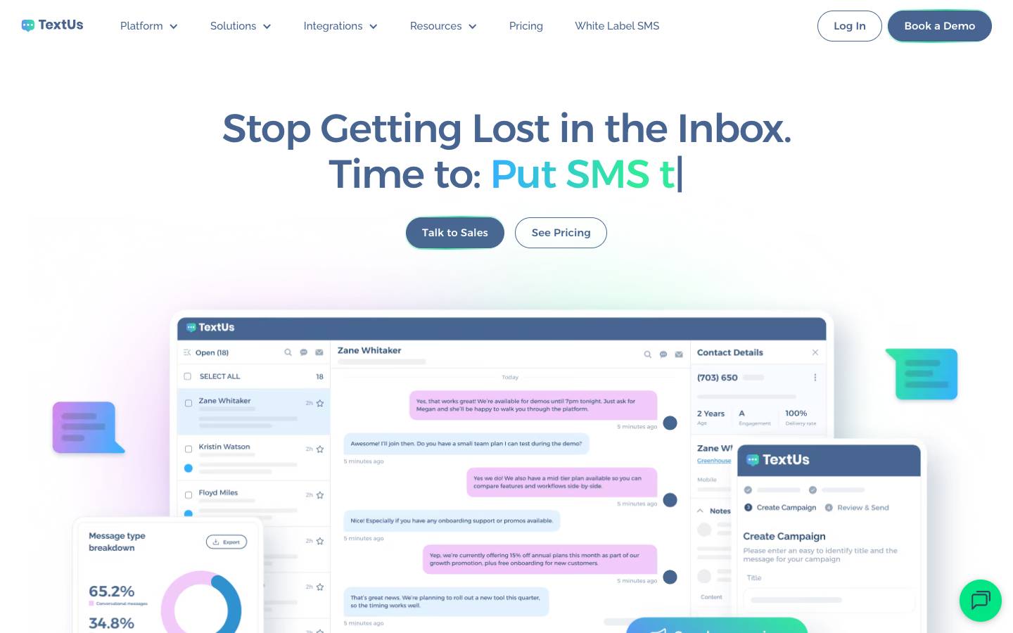 TextUs's homepage, as read on Oct 2, 2026