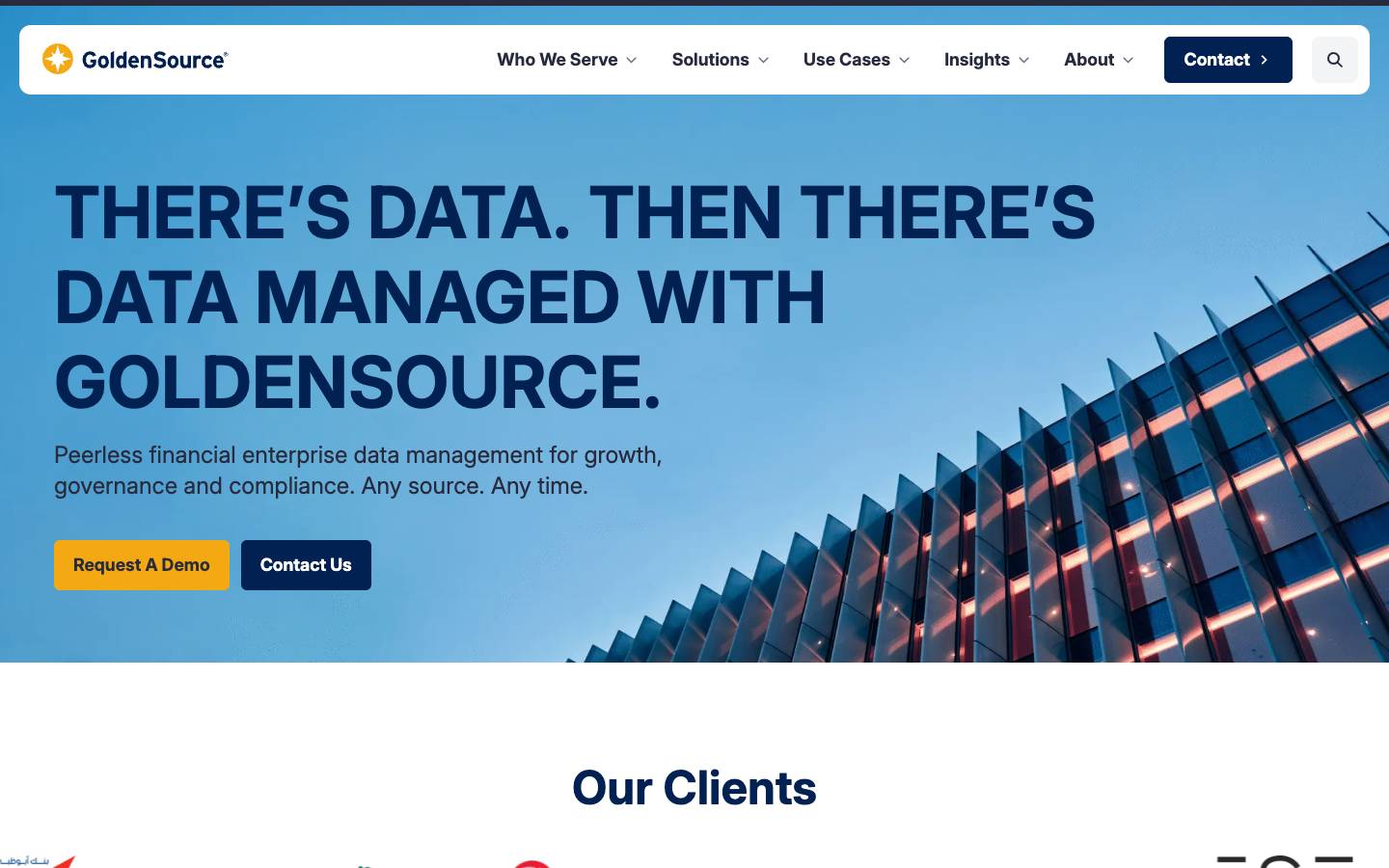GoldenSource's homepage, as read on Oct 2, 2026