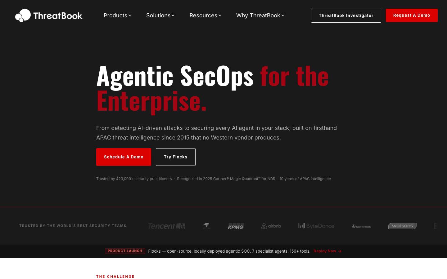 ThreatBook's homepage, as read on Oct 2, 2026