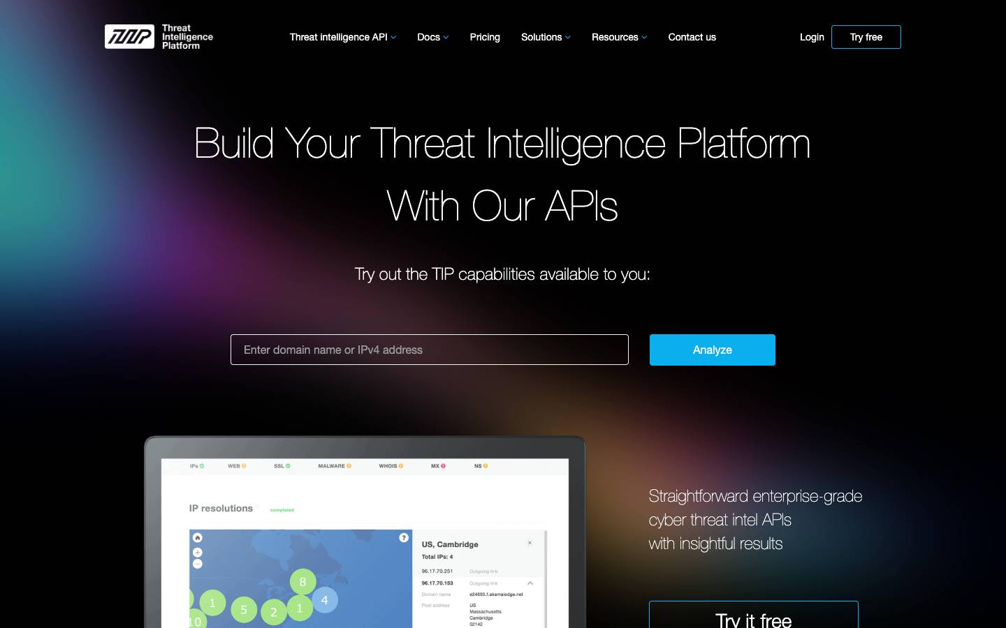 Threat Intelligence Platform's homepage, as read on Oct 2, 2026