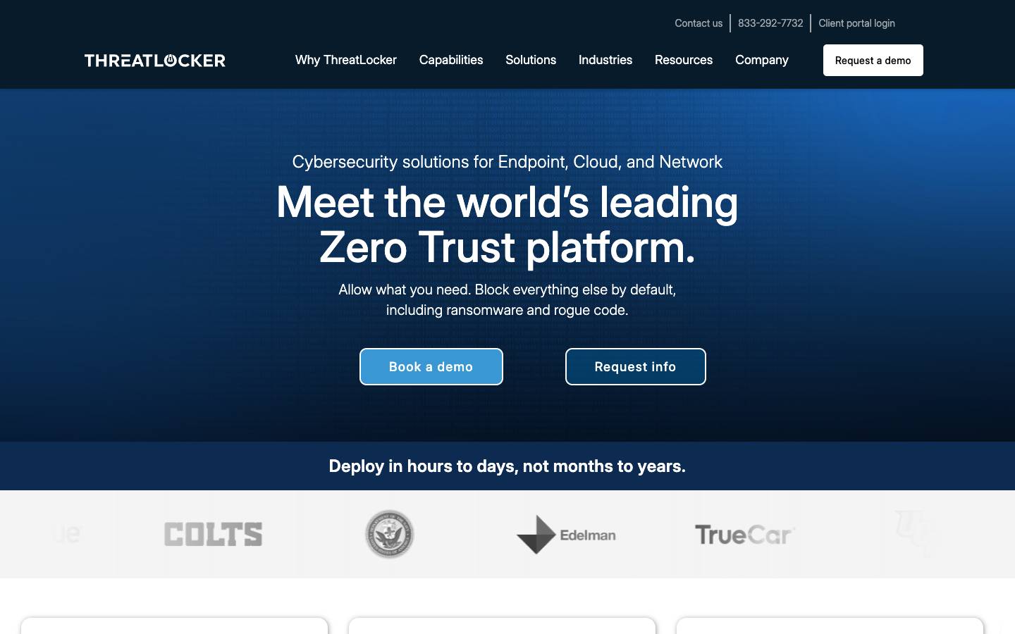ThreatLocker's homepage, as read on Oct 2, 2026