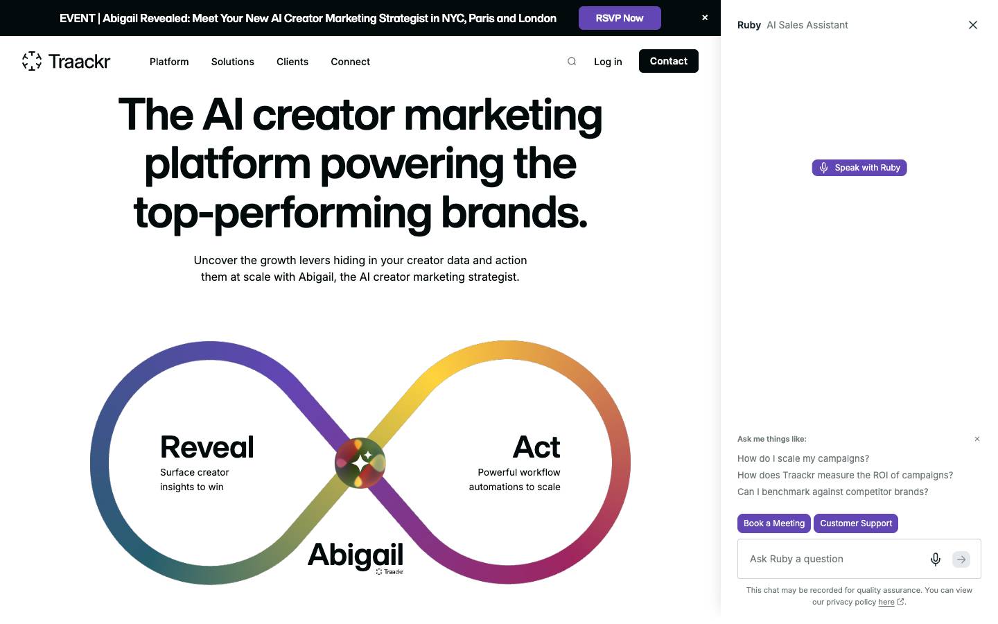 Traackr's homepage, as read on Oct 2, 2026