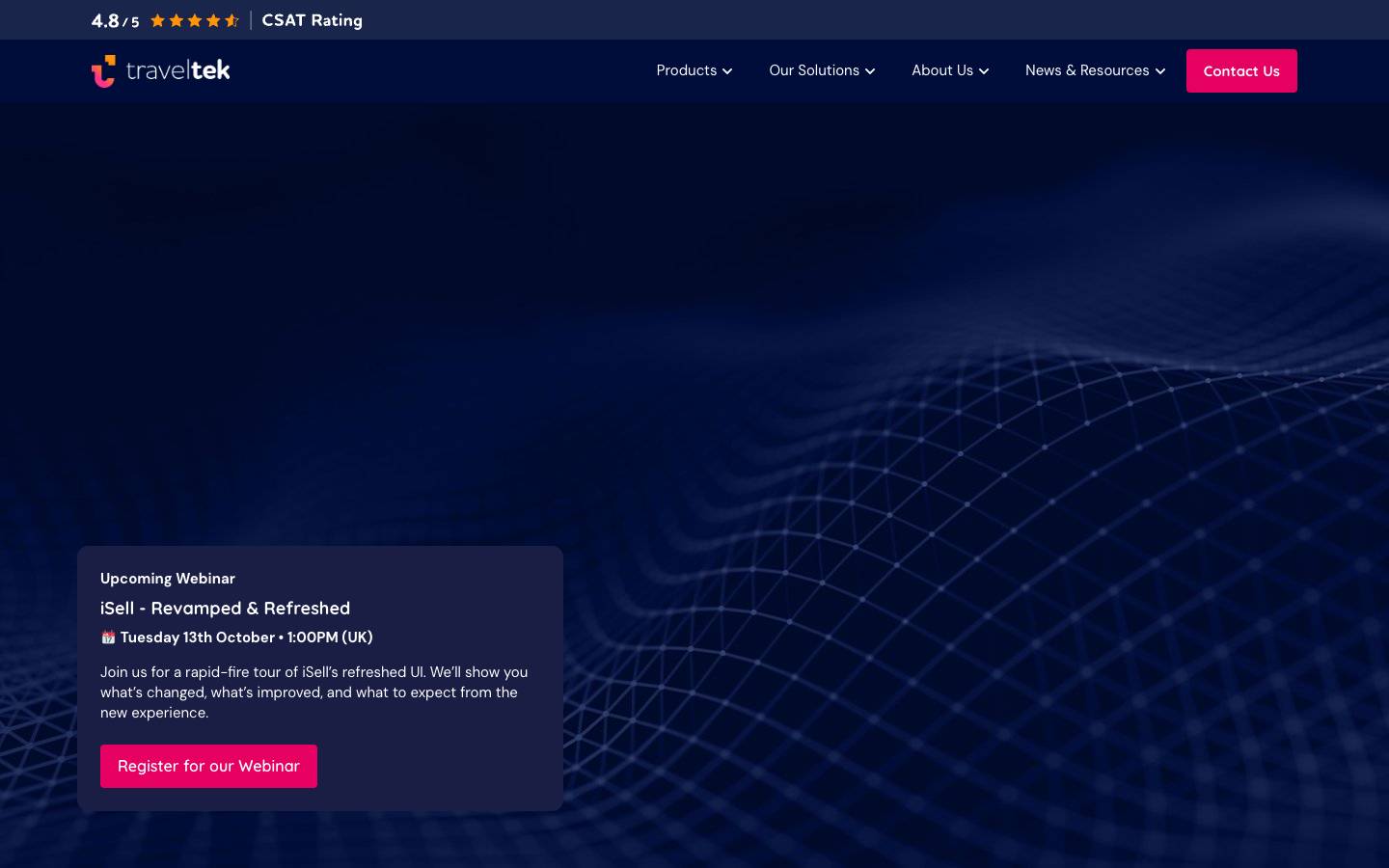 Traveltek's homepage, as read on Oct 6, 2026