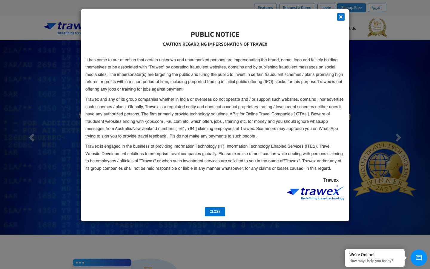 Trawex's homepage, as read on Oct 2, 2026