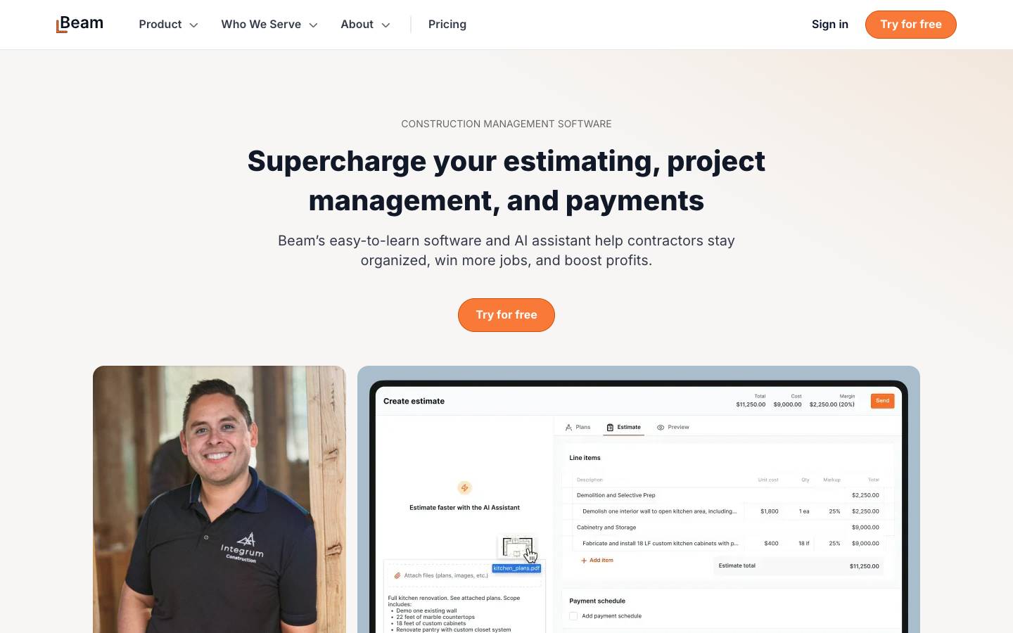 Beam's homepage, as read on Oct 2, 2026