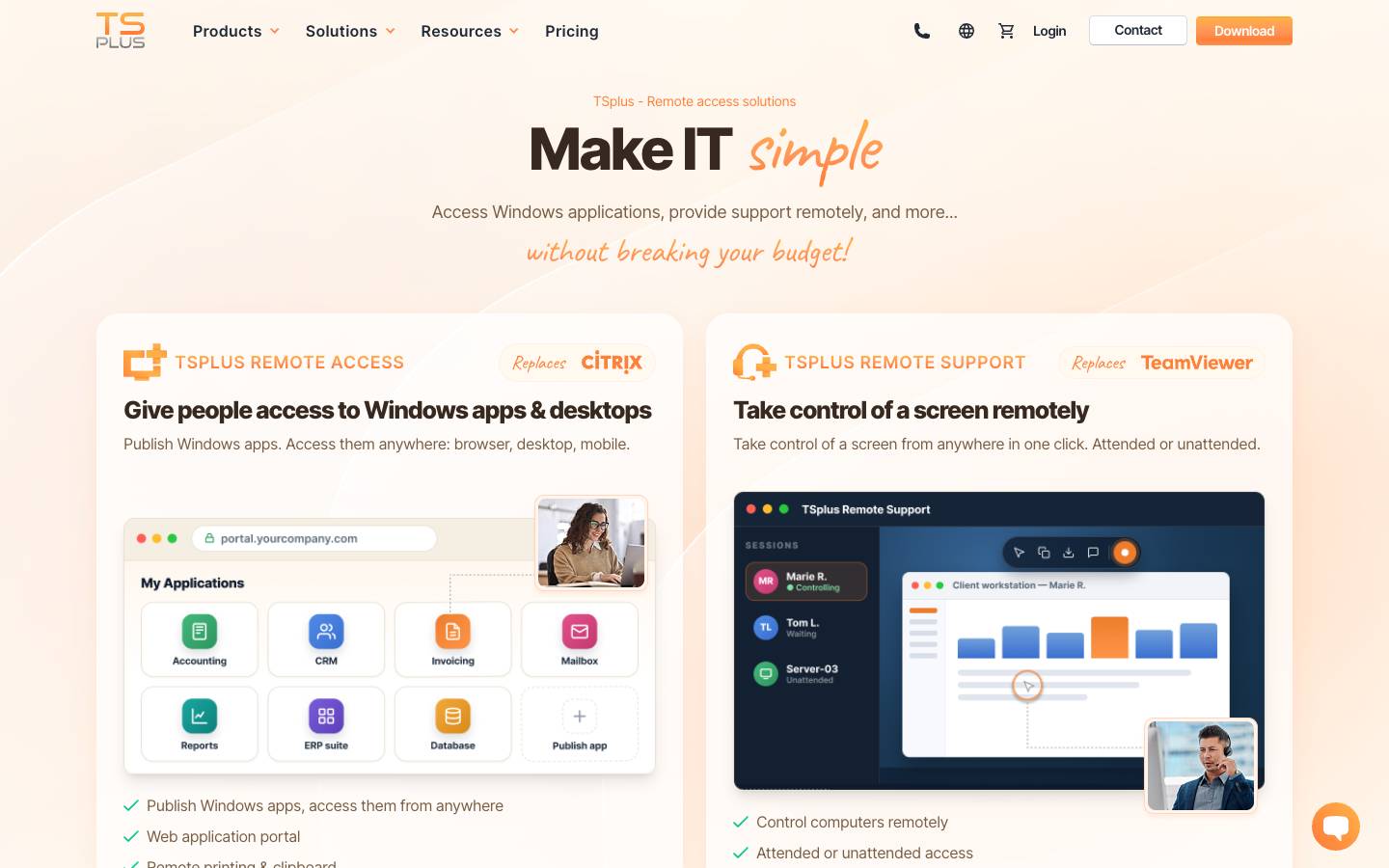 TSplus's homepage, as read on Oct 2, 2026