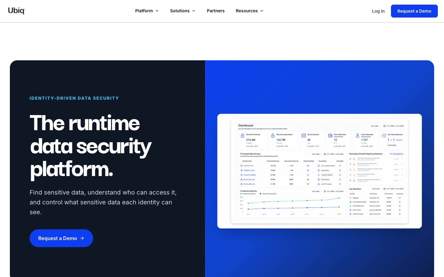 Ubiq Security's homepage, as read on Oct 2, 2026
