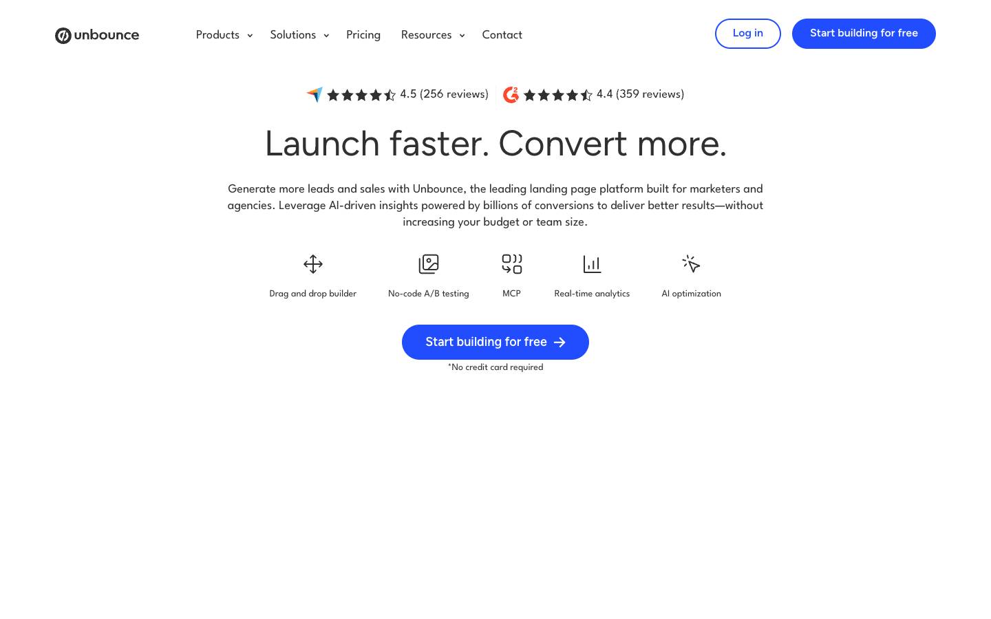 Unbounce's homepage, as read on Oct 2, 2026