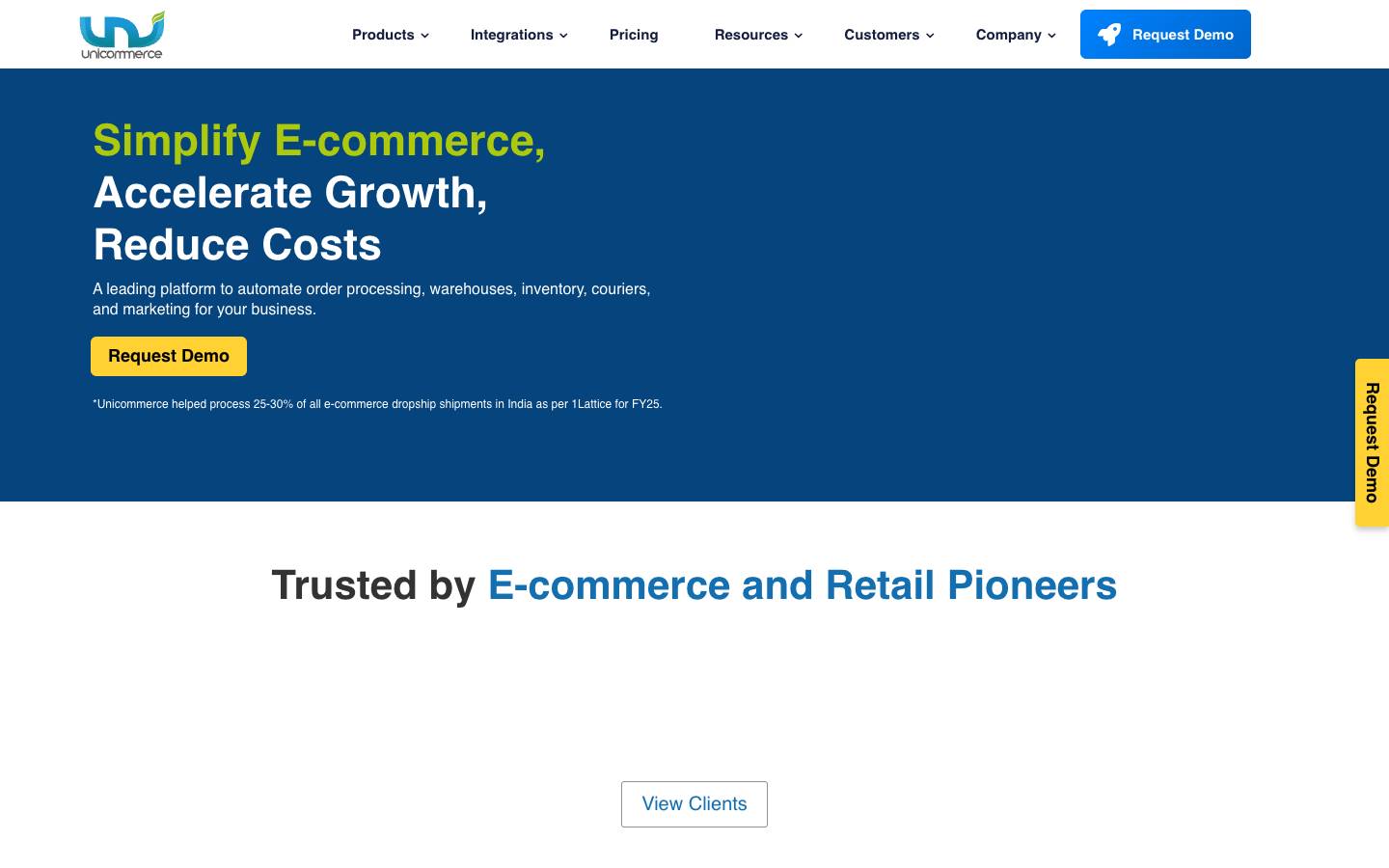 Unicommerce's homepage, as read on Oct 2, 2026