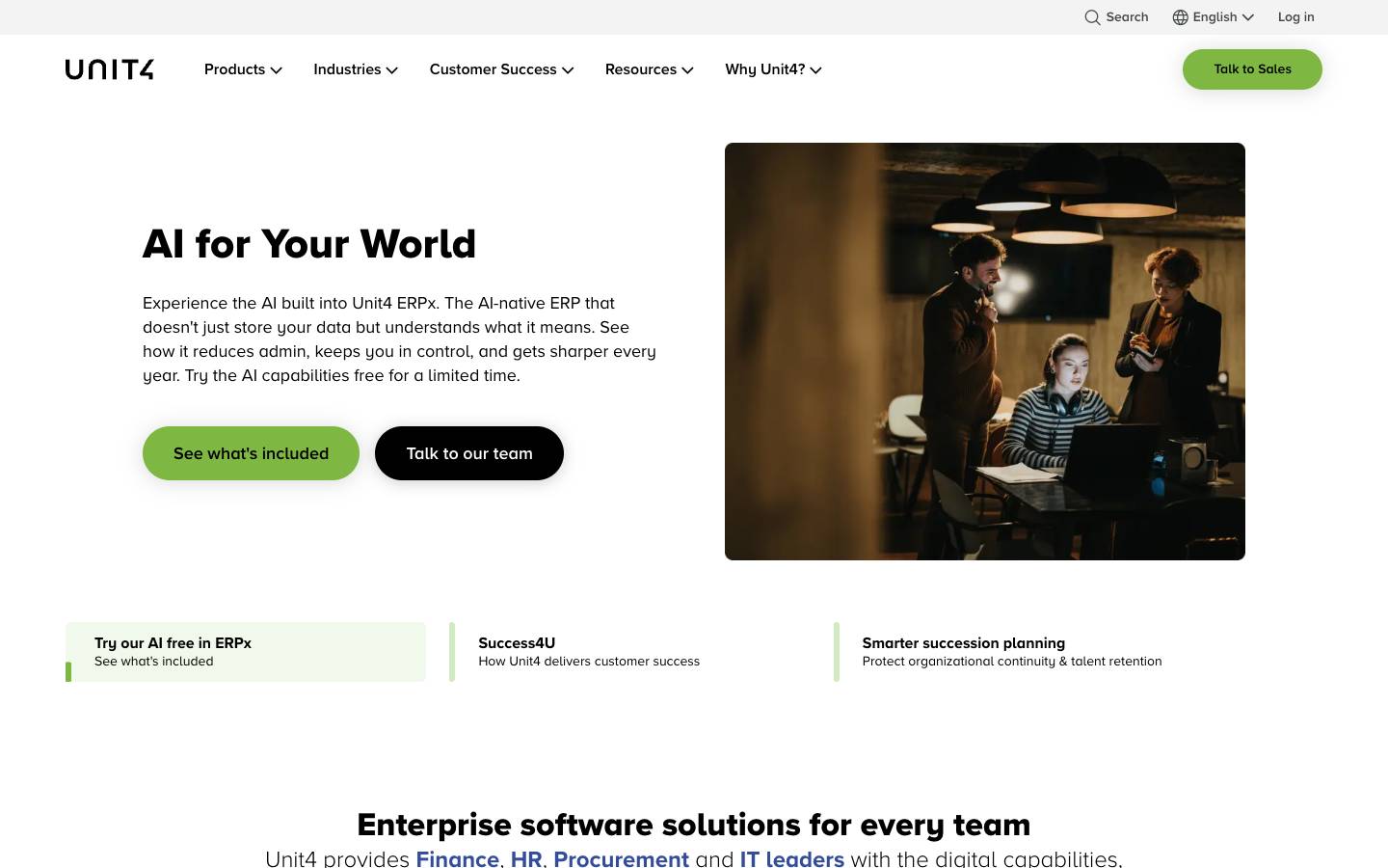 Unit4's homepage, as read on Oct 2, 2026