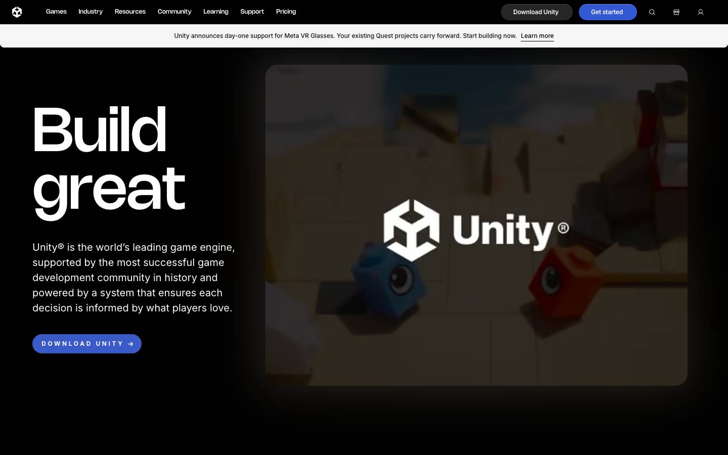 Unity Technologies's homepage, as read on Oct 2, 2026