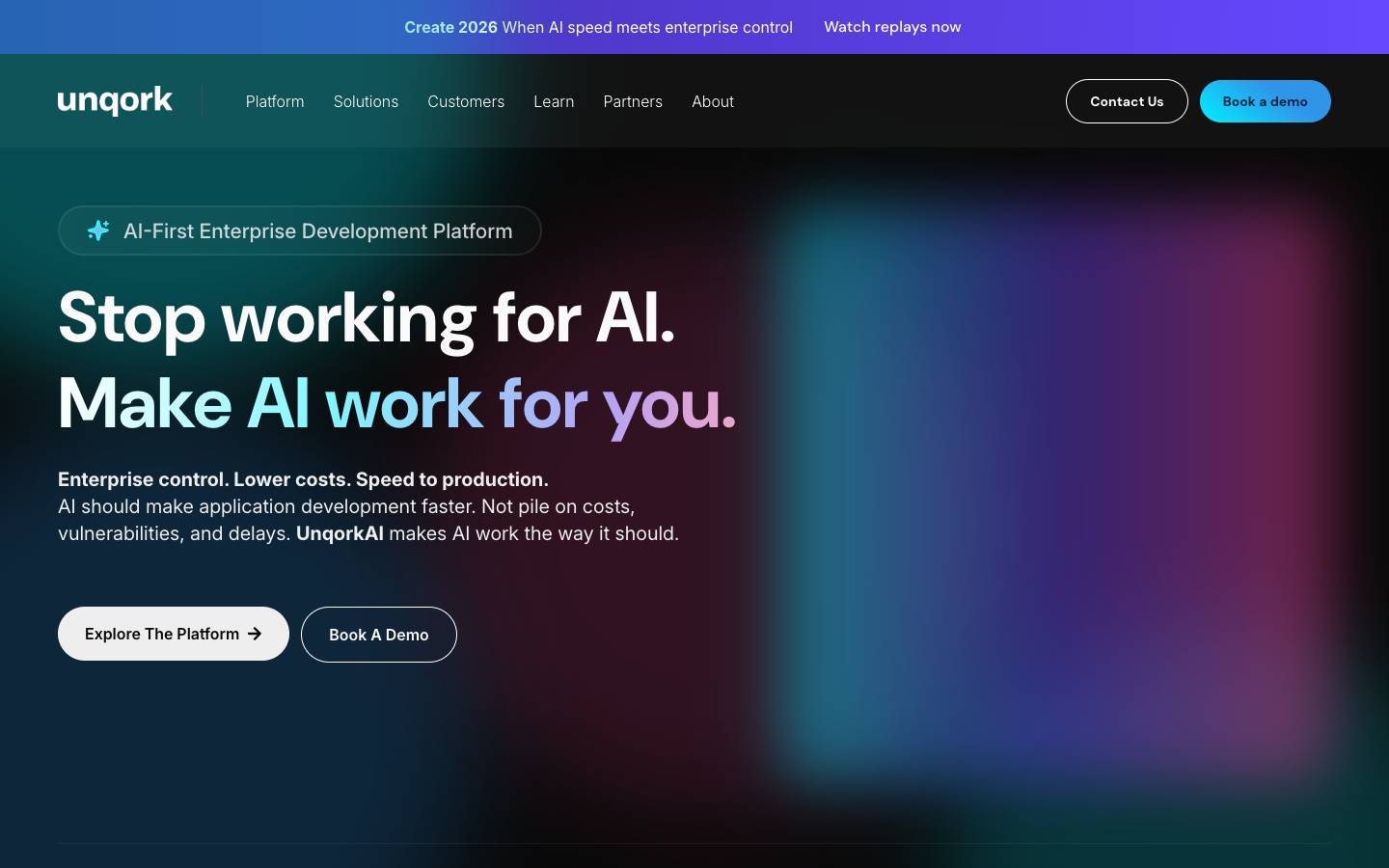 Unqork's homepage, as read on Oct 2, 2026