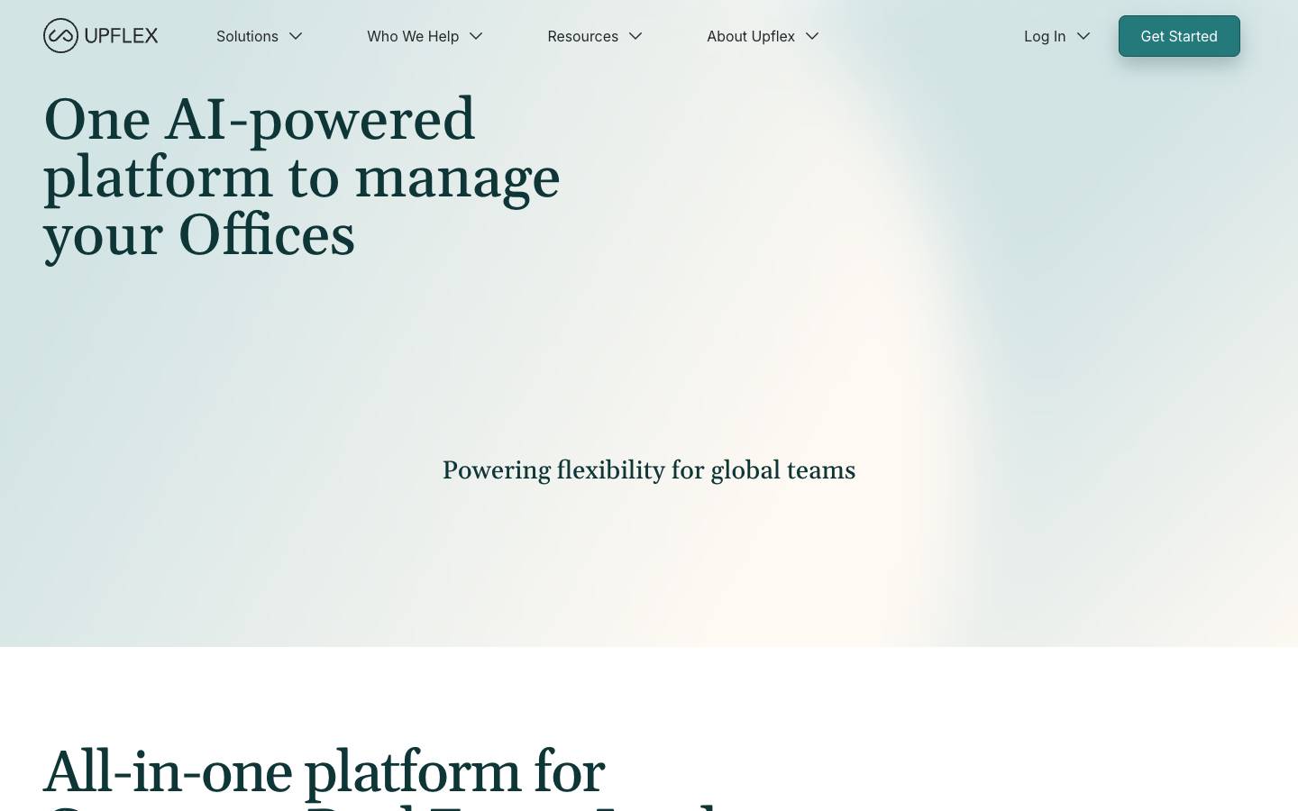 Upflex's homepage, as read on Oct 2, 2026