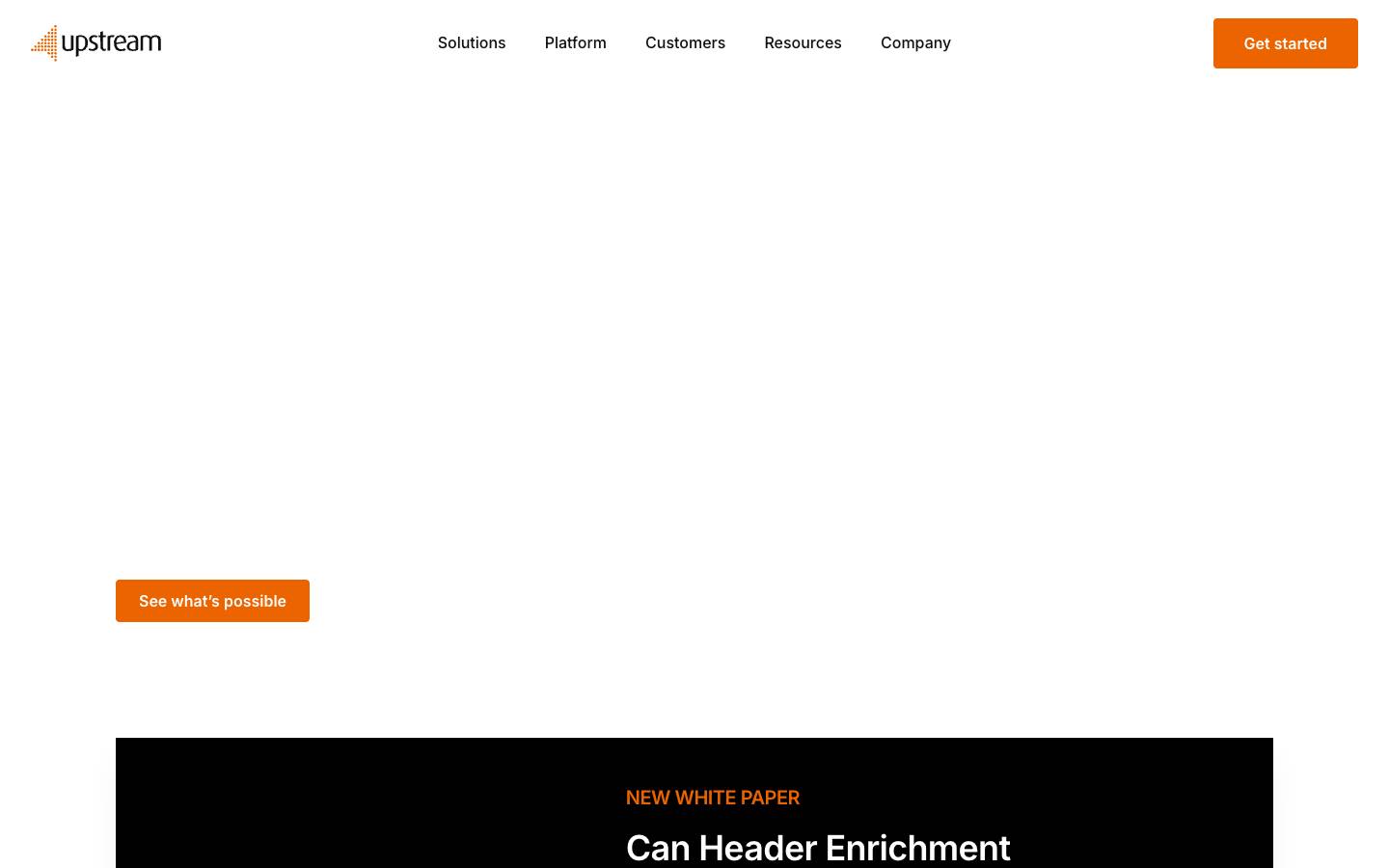 Upstream's homepage, as read on Oct 6, 2026