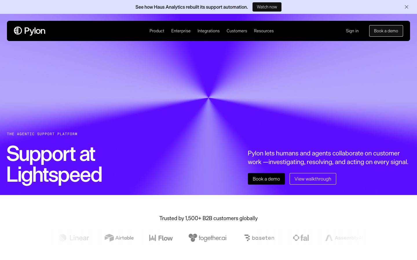 Usepylon's homepage, as read on Oct 2, 2026