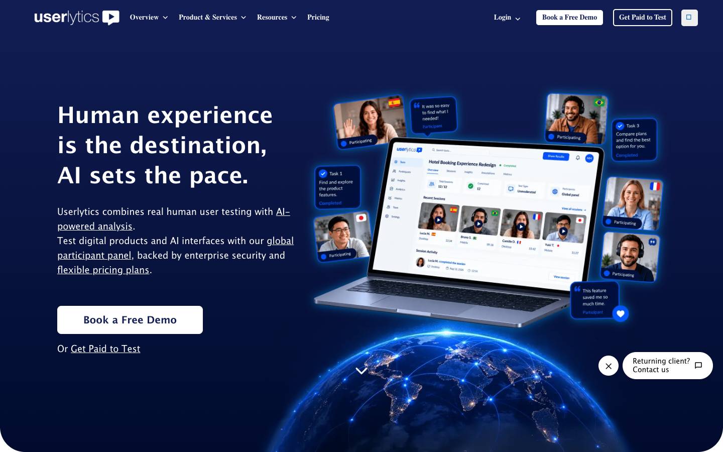 Userlytics's homepage, as read on Oct 2, 2026