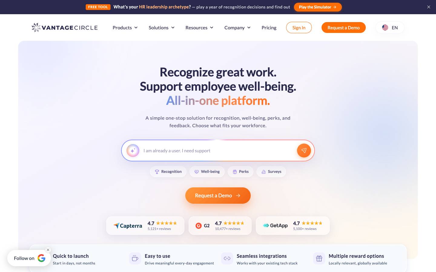 Vantage Circle's homepage, as read on Oct 2, 2026