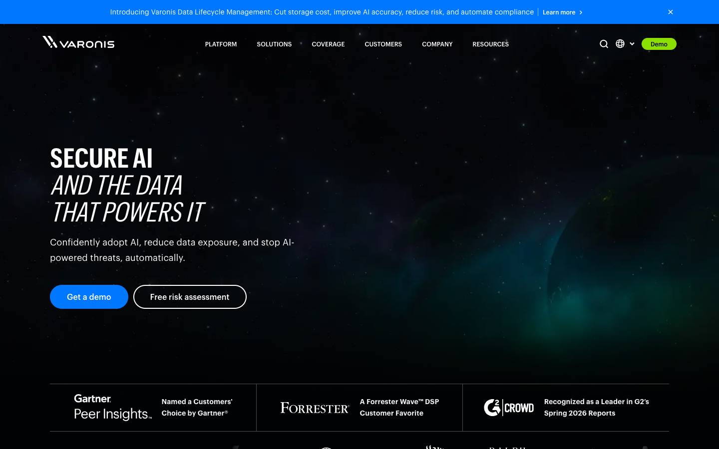 Varonis's homepage, as read on Oct 2, 2026