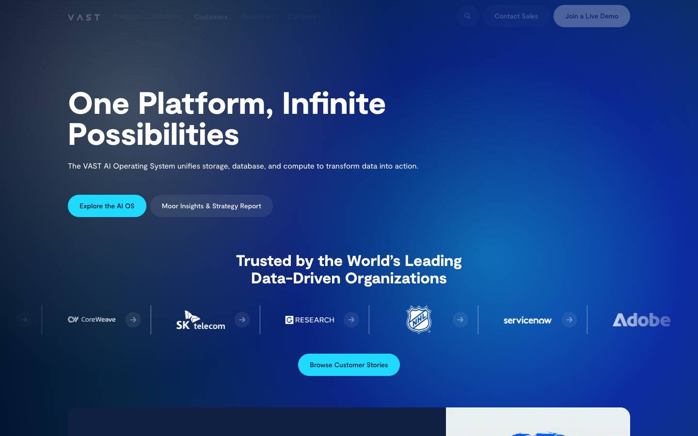 VAST Data's homepage, as read on Oct 2, 2026