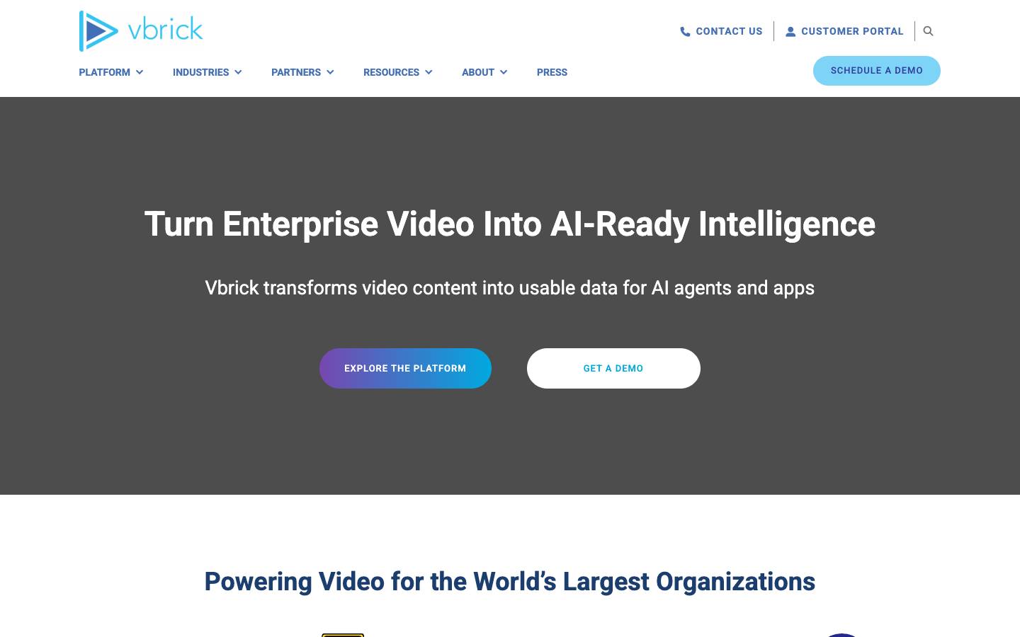 Vbrick Producer's homepage, as read on Oct 2, 2026