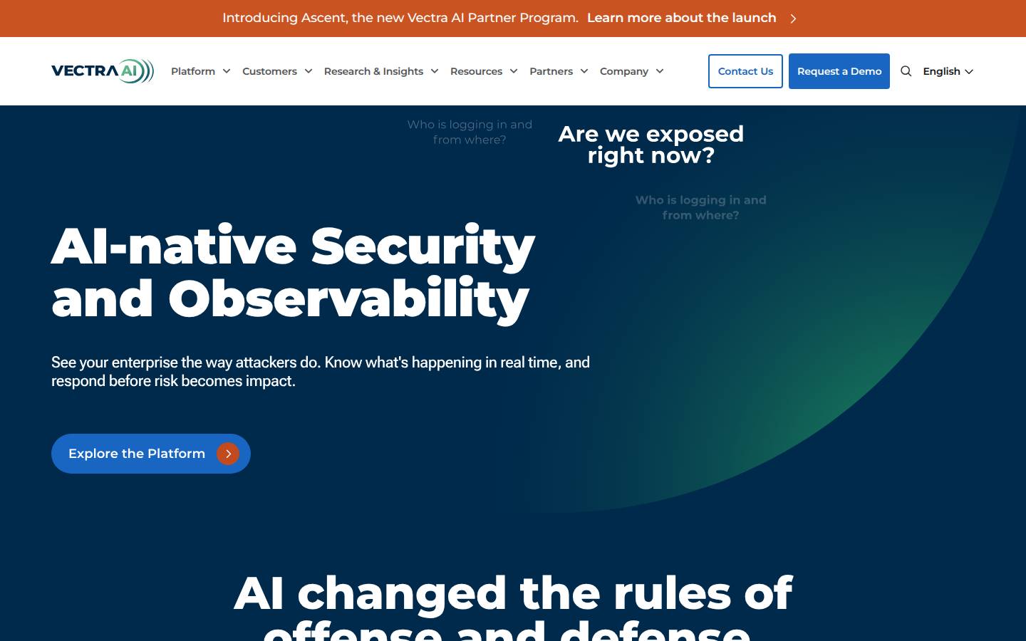 Vectra's homepage, as read on Oct 3, 2026