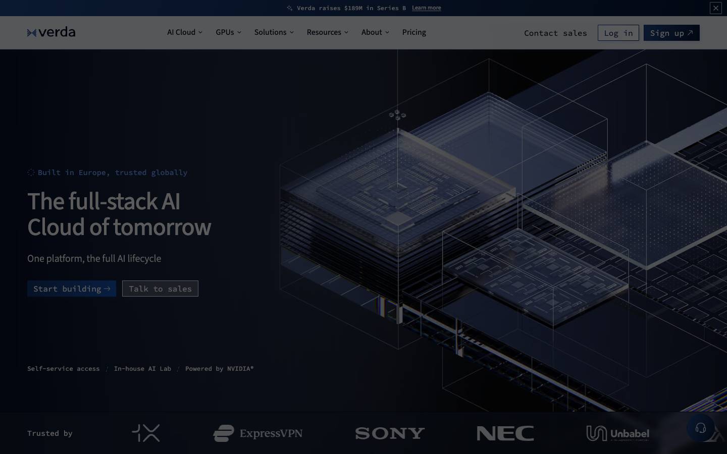Verda's homepage, as read on Oct 2, 2026
