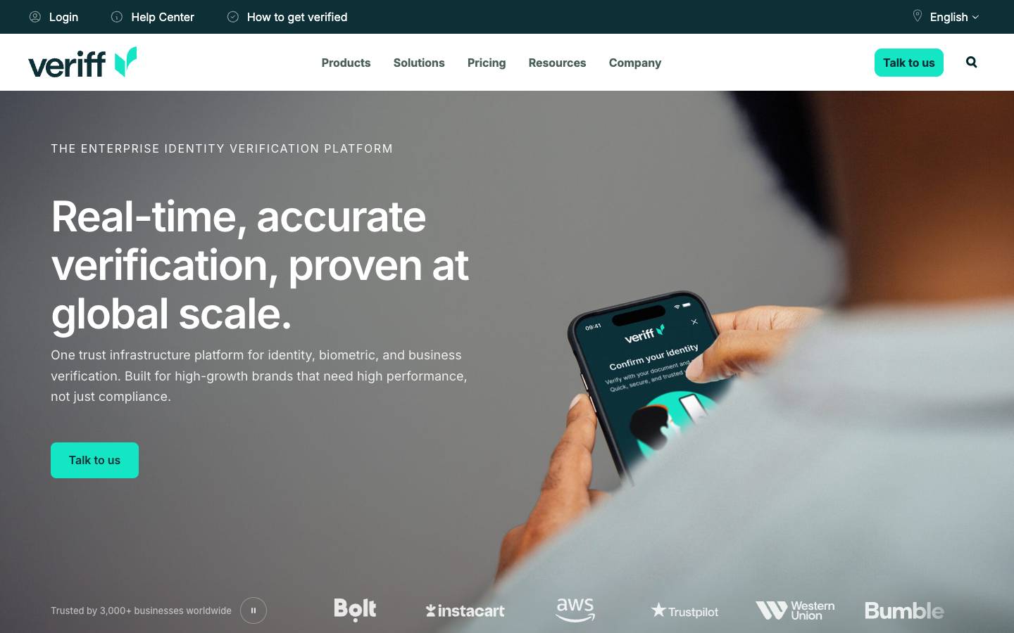 Veriff's homepage, as read on Oct 2, 2026