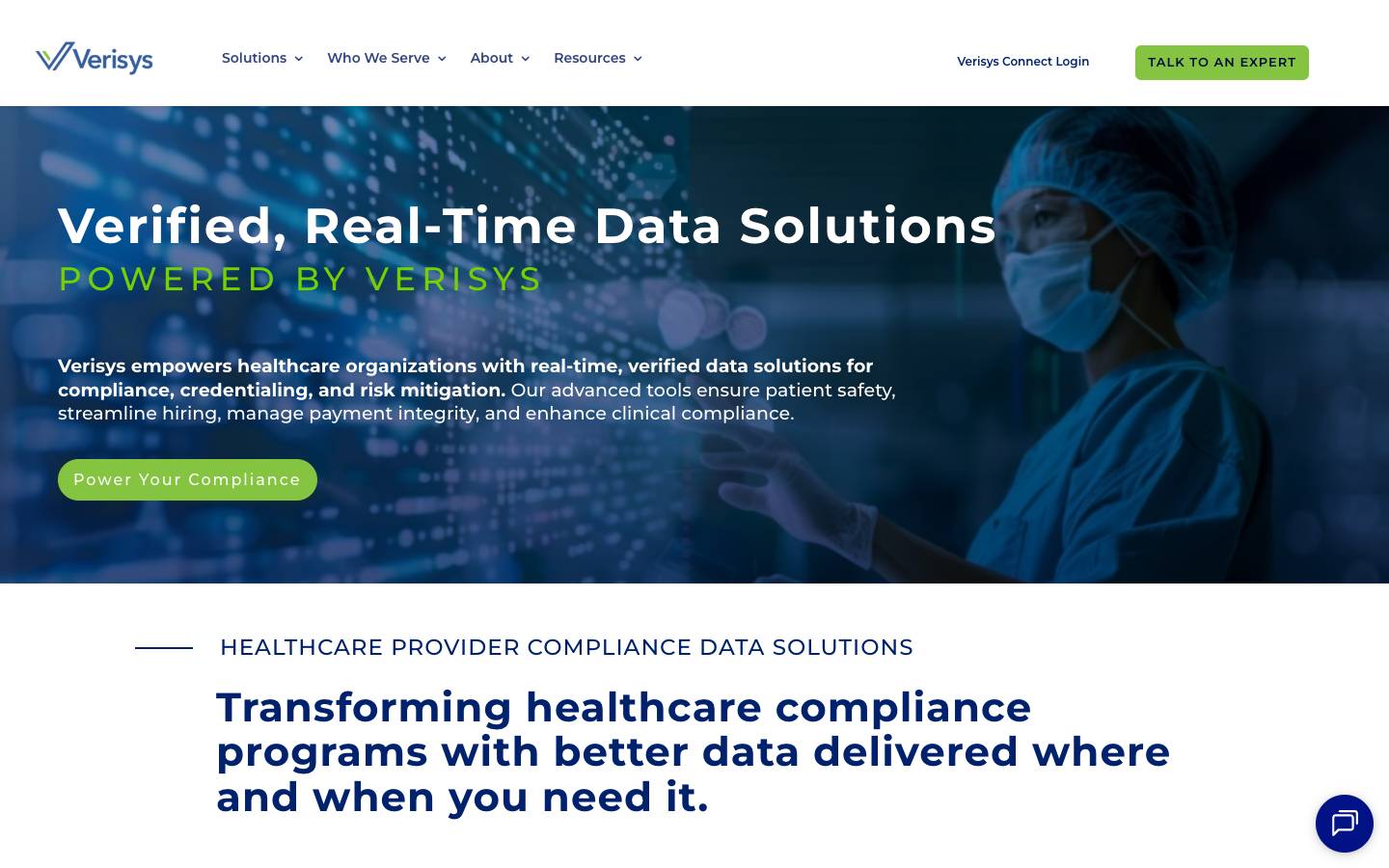 Verisys's homepage, as read on Oct 2, 2026