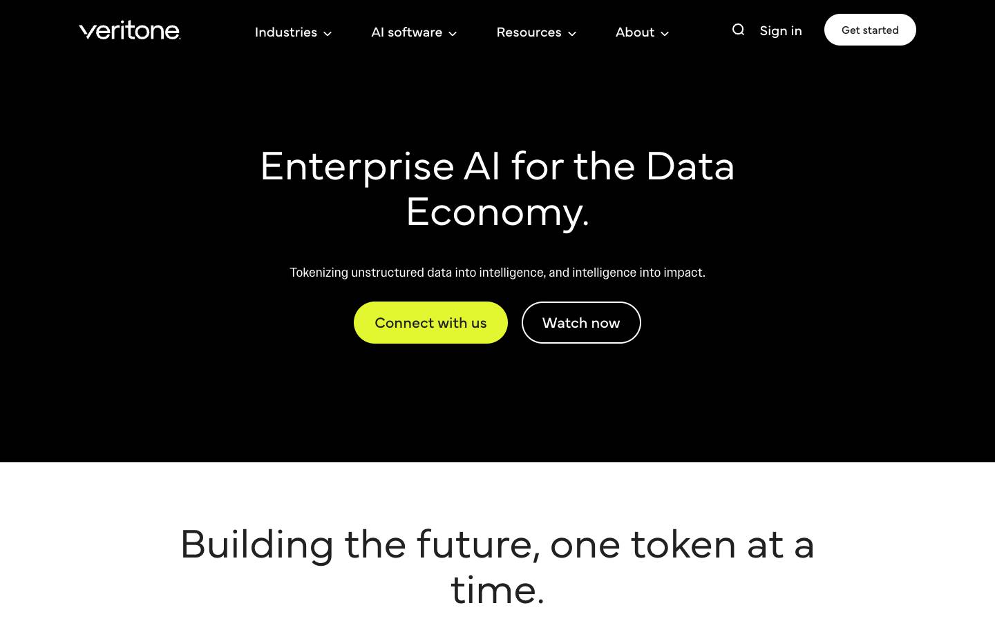 Veritone's homepage, as read on Oct 6, 2026