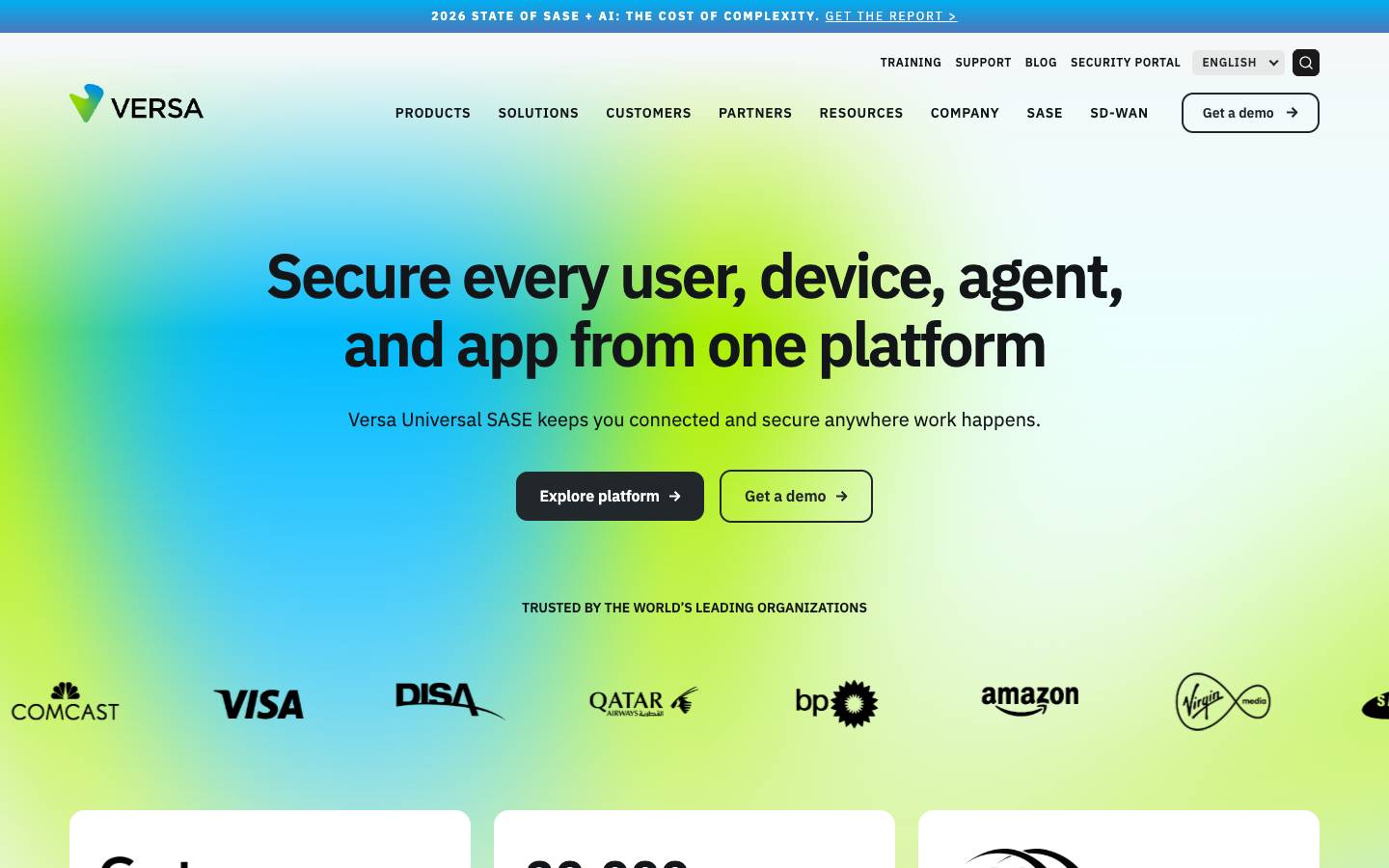 Versa Networks's homepage, as read on Oct 2, 2026